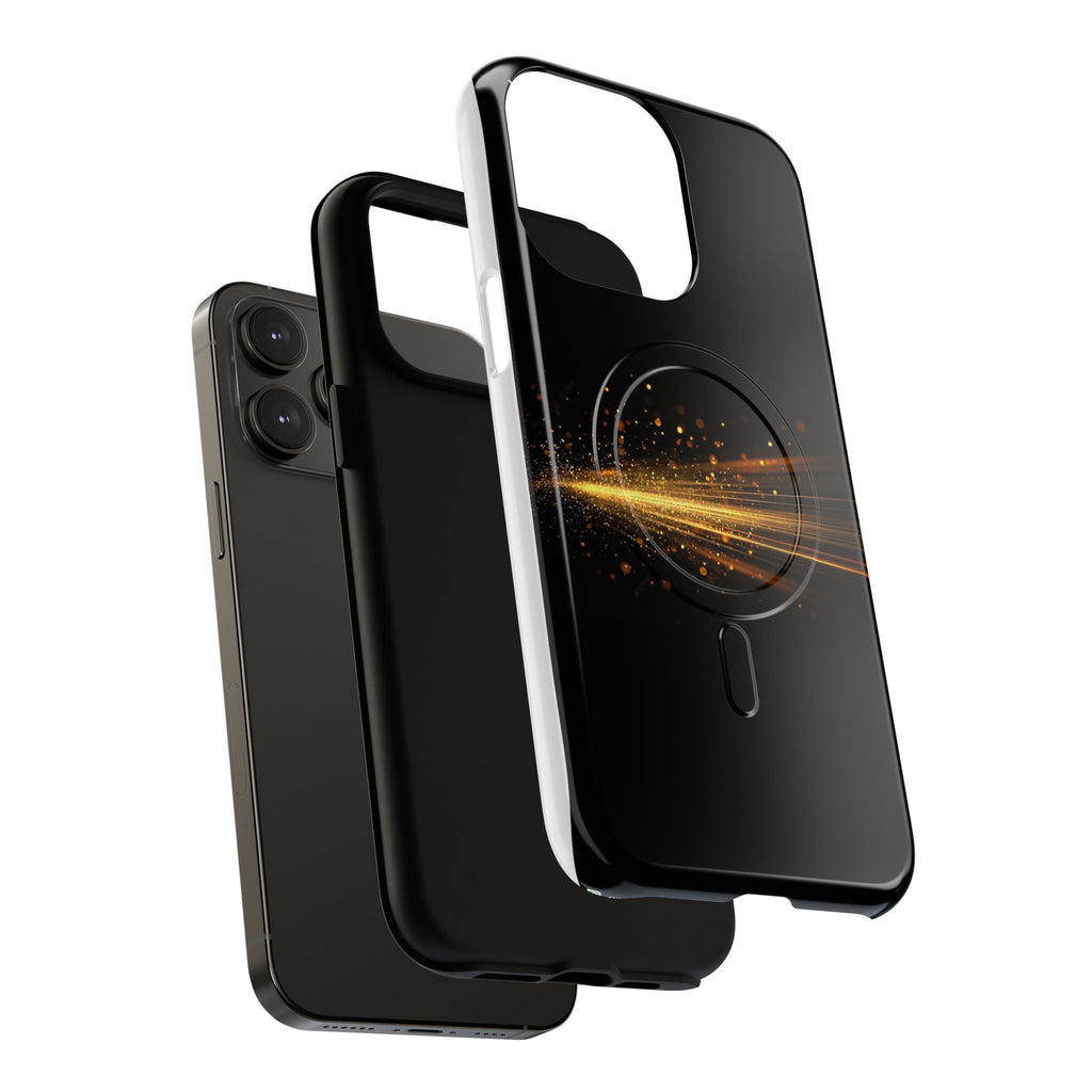 Magnetic Tough Phone Case — Black with Gold Light Trail