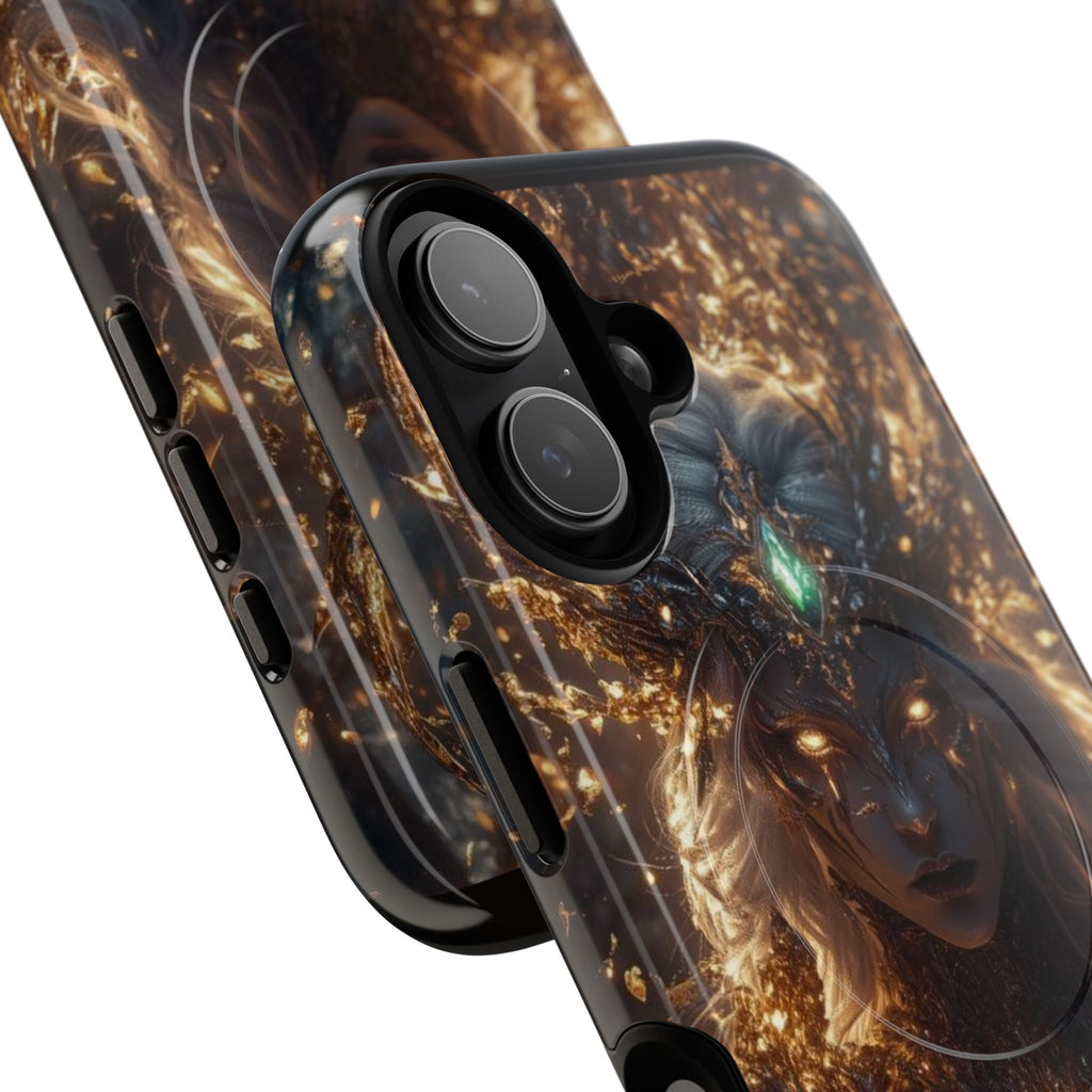 Mystic Goddess Tough Magnetic Phone Case — Fantasy Armor & Glowing Eyes