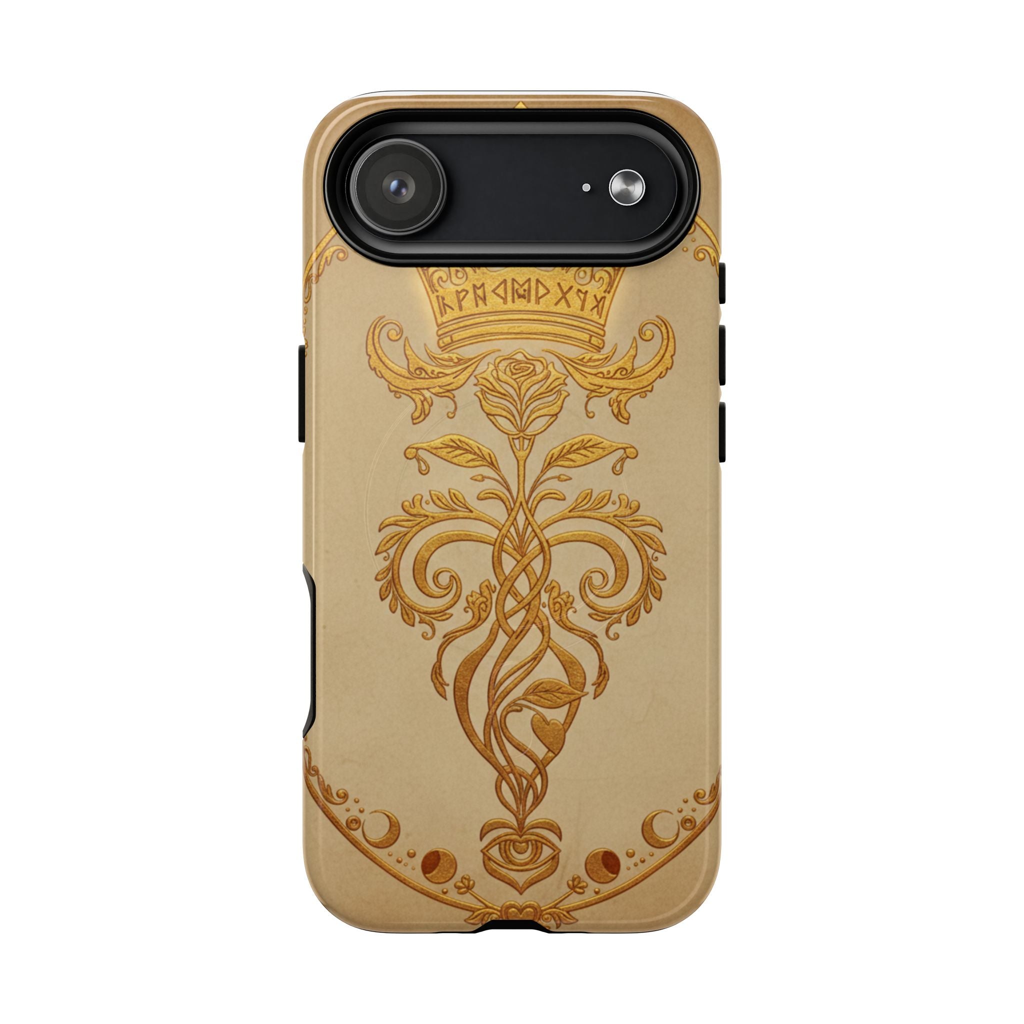 Gold Floral Crest Tough Phone Case — Protective Magnetic iPhone Cover