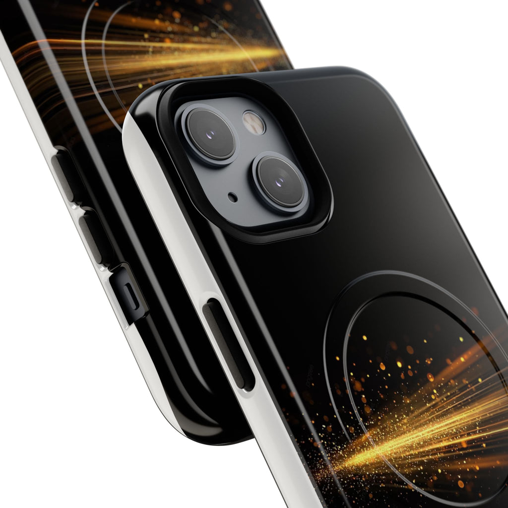 Magnetic Tough Phone Case — Black with Gold Light Trail