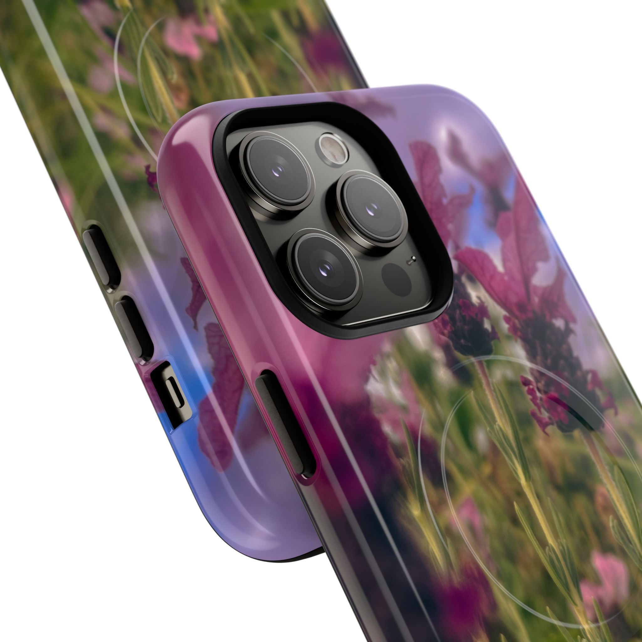 Floral Meadow Tough Magnetic Phone Case — Lavender Wildflower Protective Cover