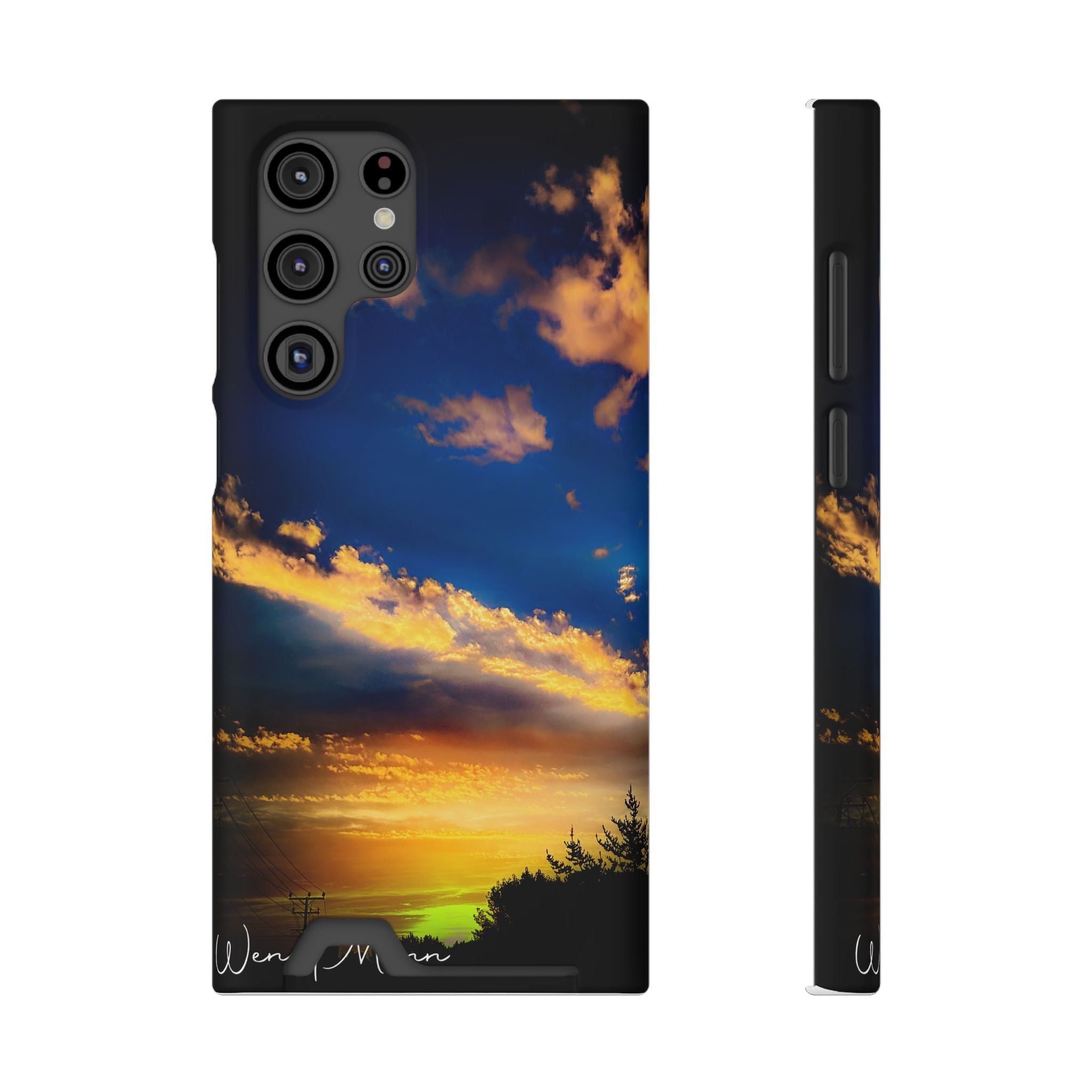 Sunset Sky Phone Case with Card Holder — Scenic Evening Landscape Wallet Case