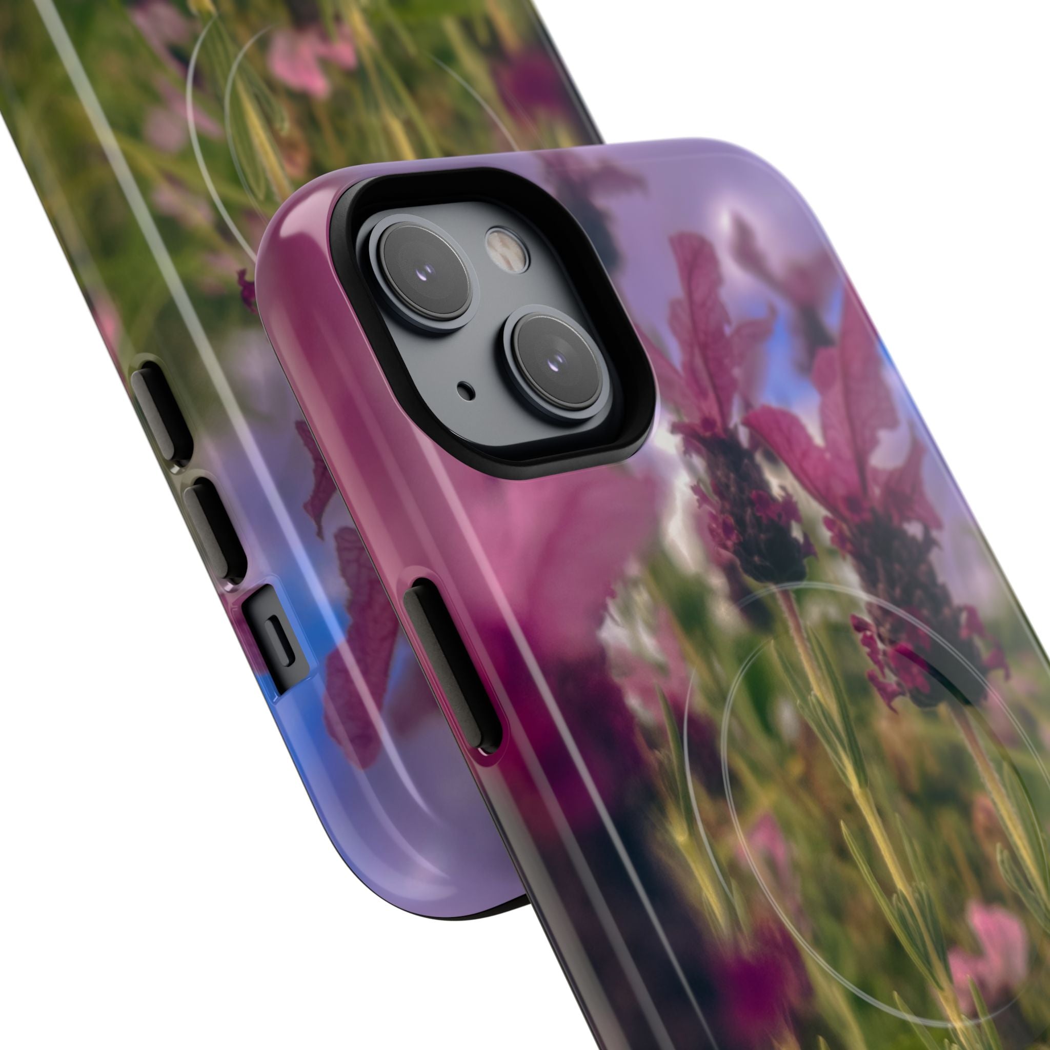 Floral Meadow Tough Magnetic Phone Case — Lavender Wildflower Protective Cover