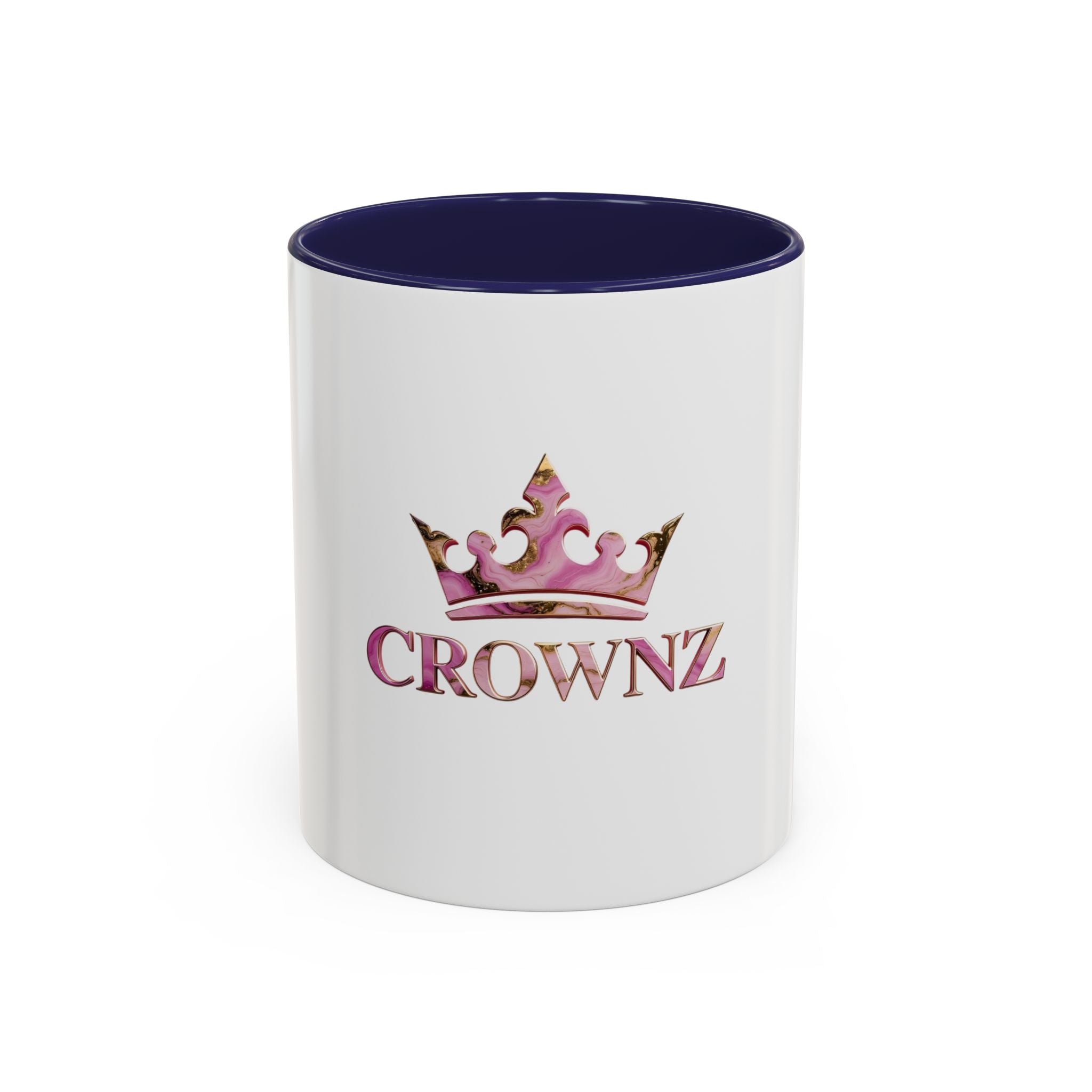Crownz Pink Marble Accent Coffee Mug – 11/15oz Decorative Crown Tea Cup