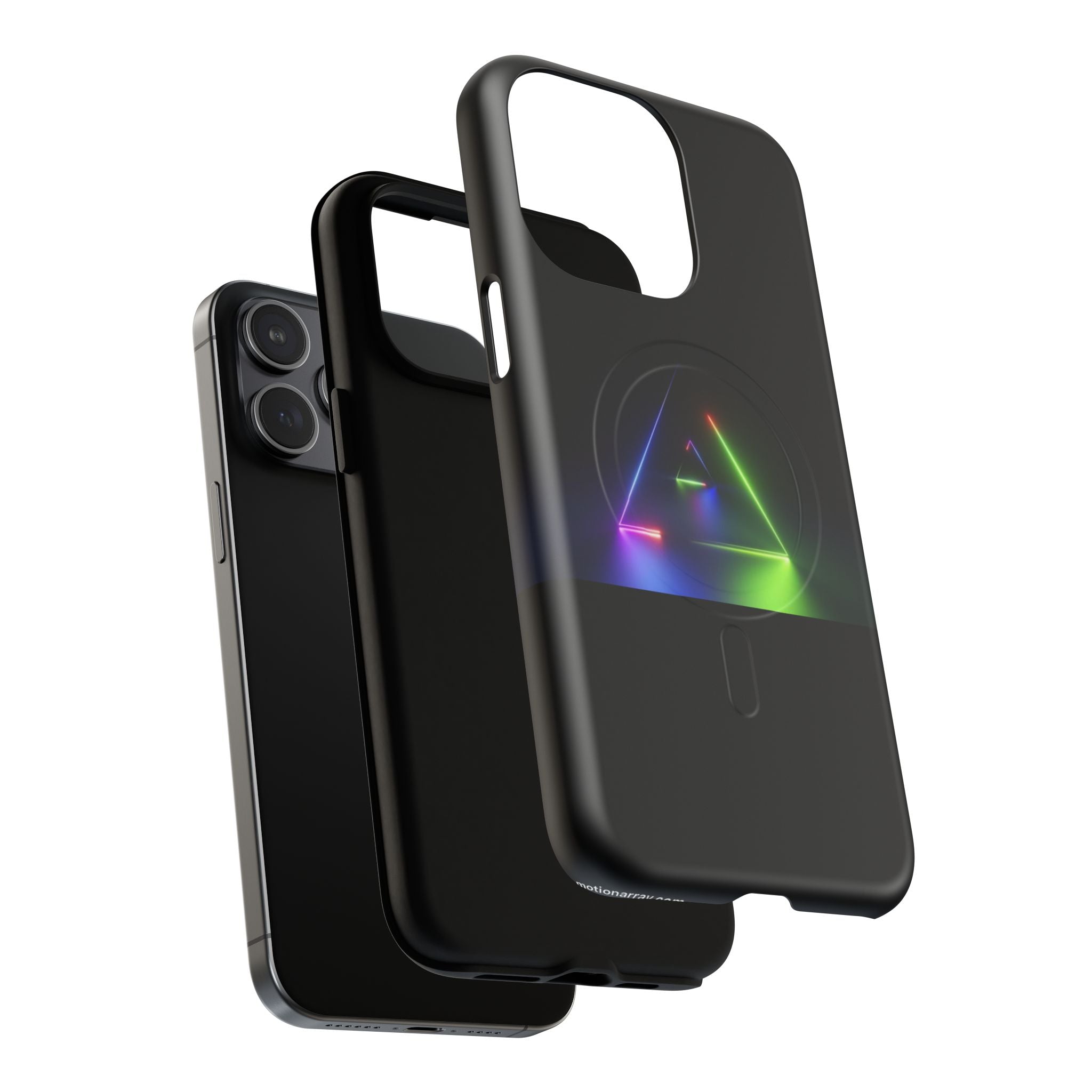 Magnetic Phone Case — Neon Prism Triangle Protective Cover