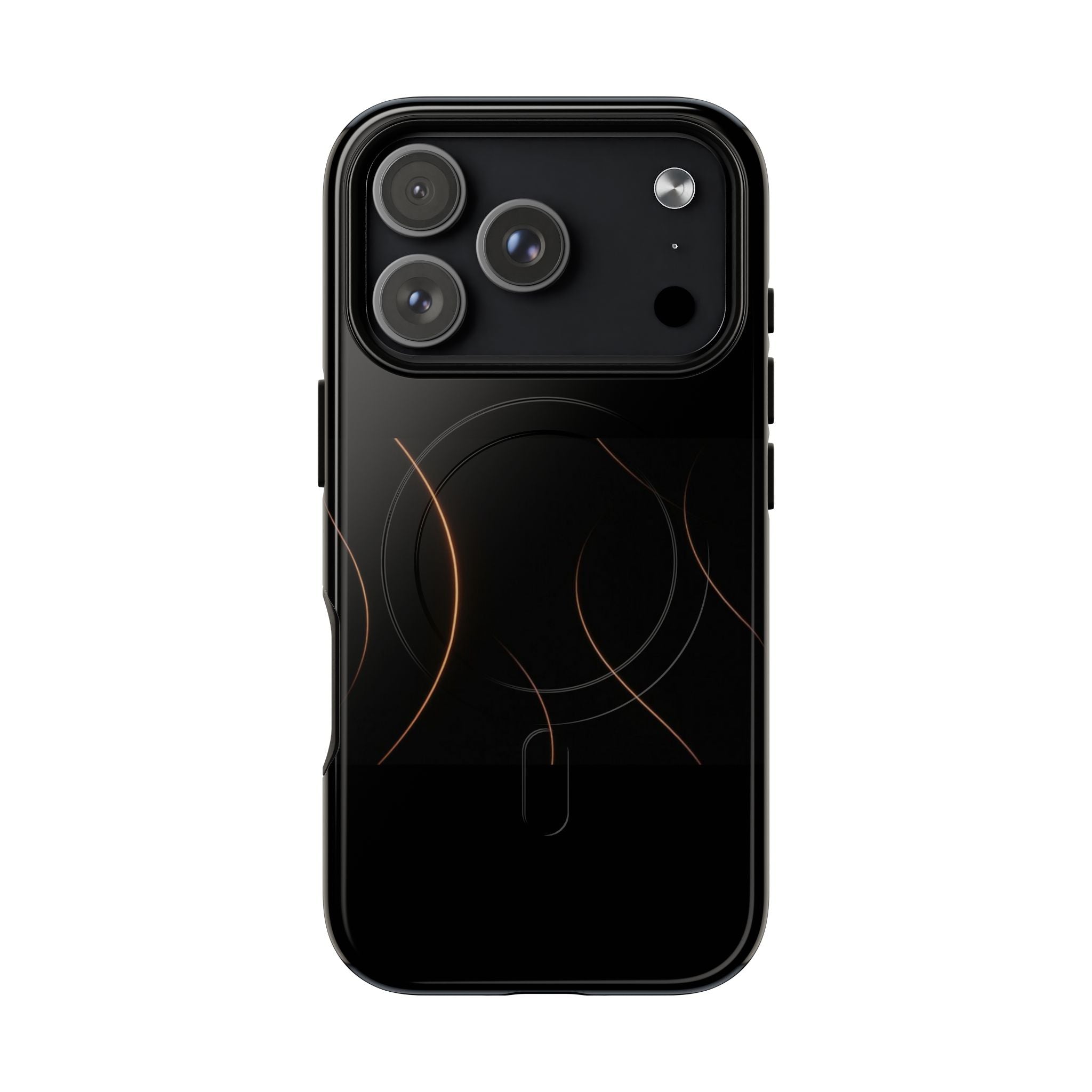 Magnetic Tough Phone Case — Black Minimalist Rings, Shockproof Magnetic Grip