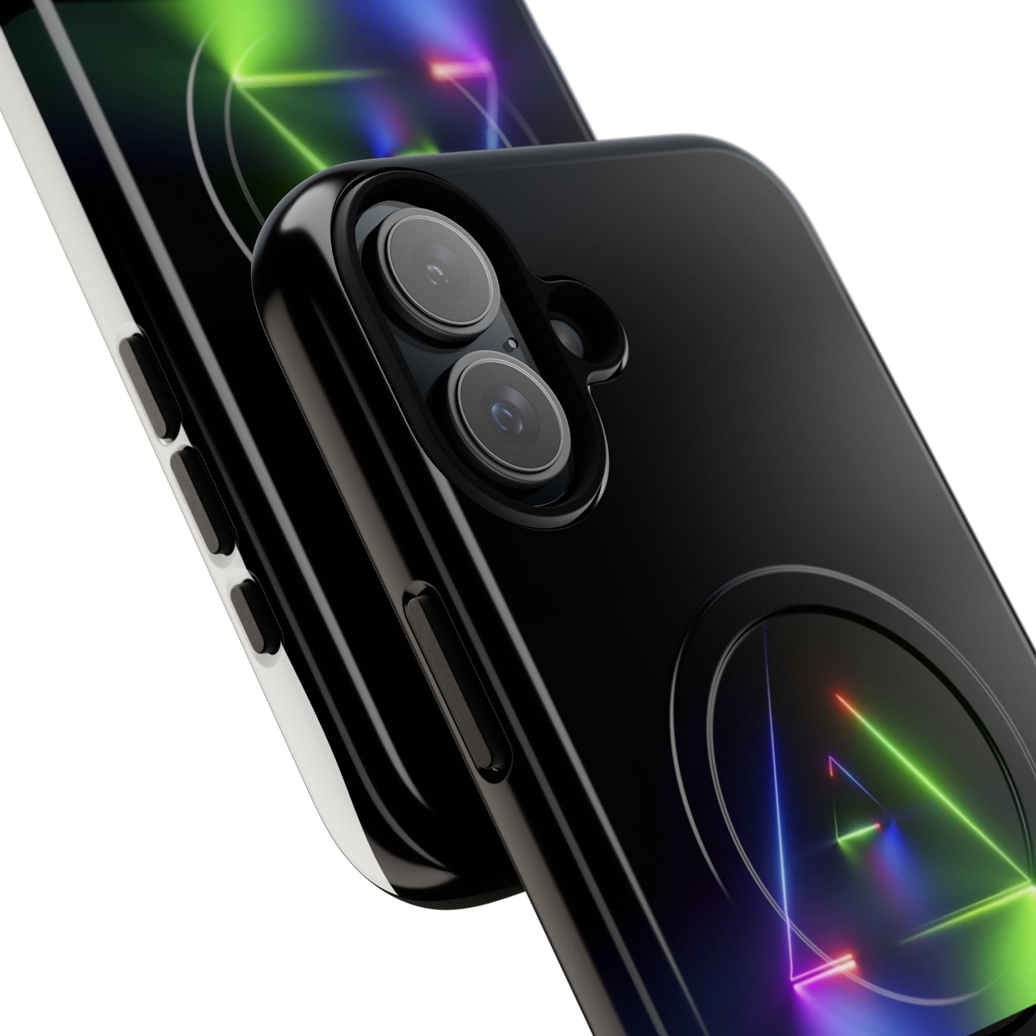 Magnetic Phone Case — Neon Prism Triangle Protective Cover