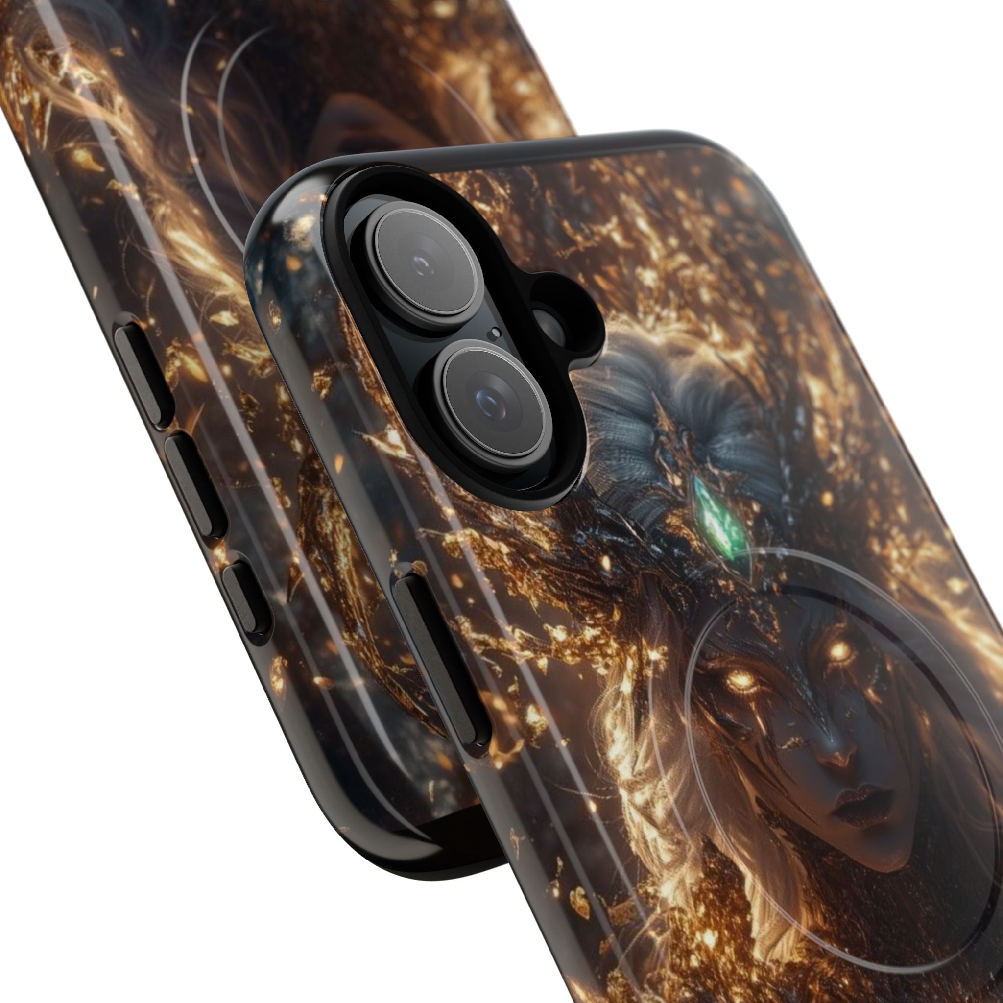 Mystic Goddess Tough Magnetic Phone Case — Fantasy Armor & Glowing Eyes