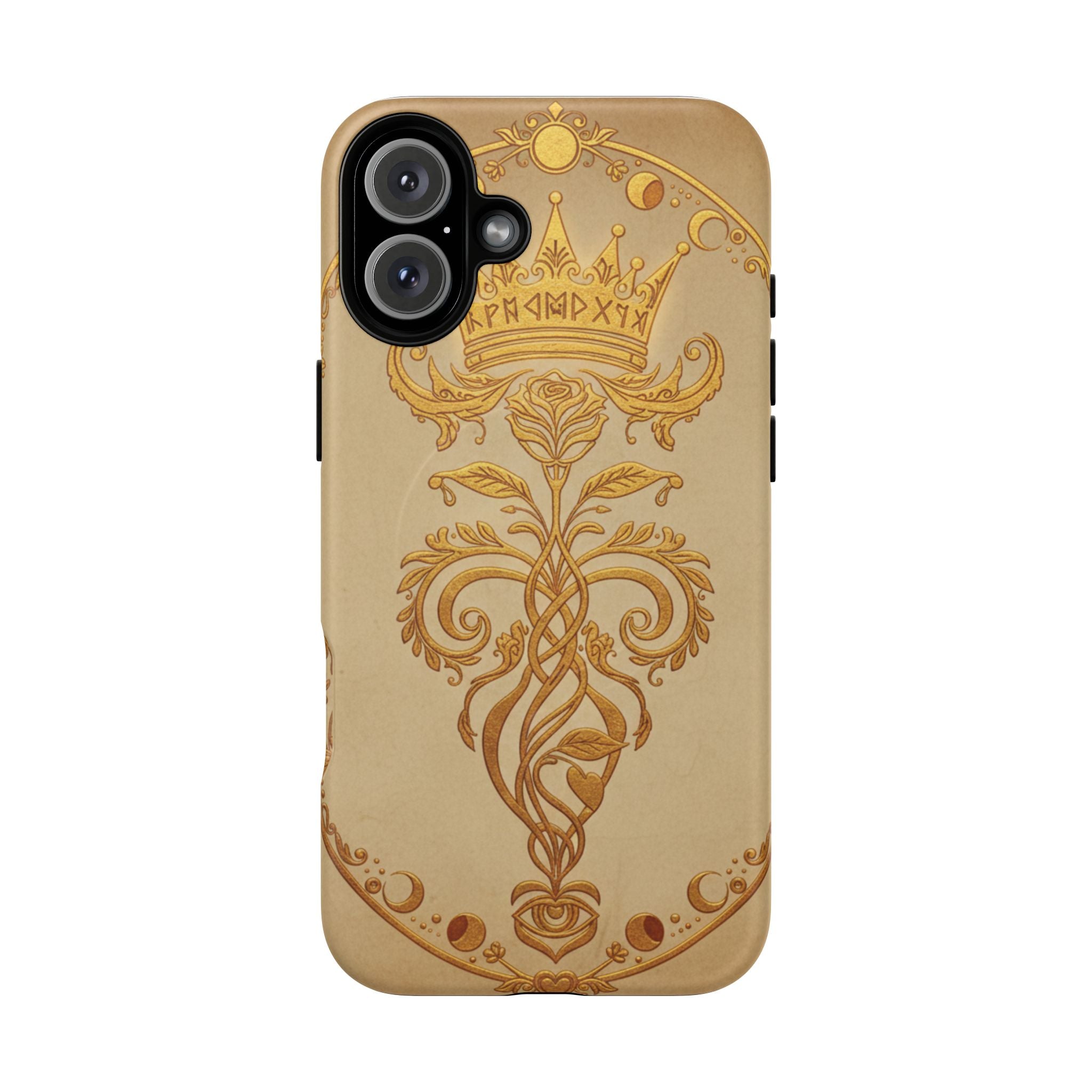 Gold Floral Crest Tough Phone Case — Protective Magnetic iPhone Cover