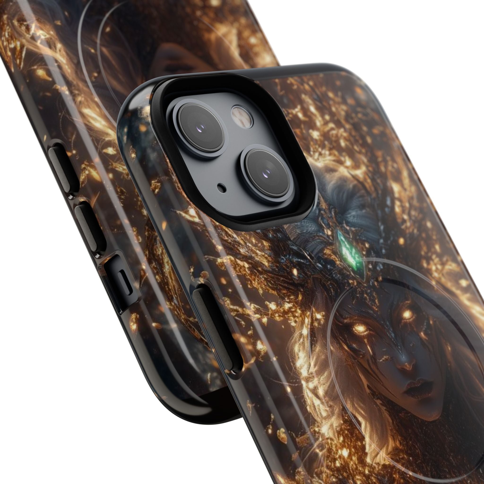 Mystic Goddess Tough Magnetic Phone Case — Fantasy Armor & Glowing Eyes
