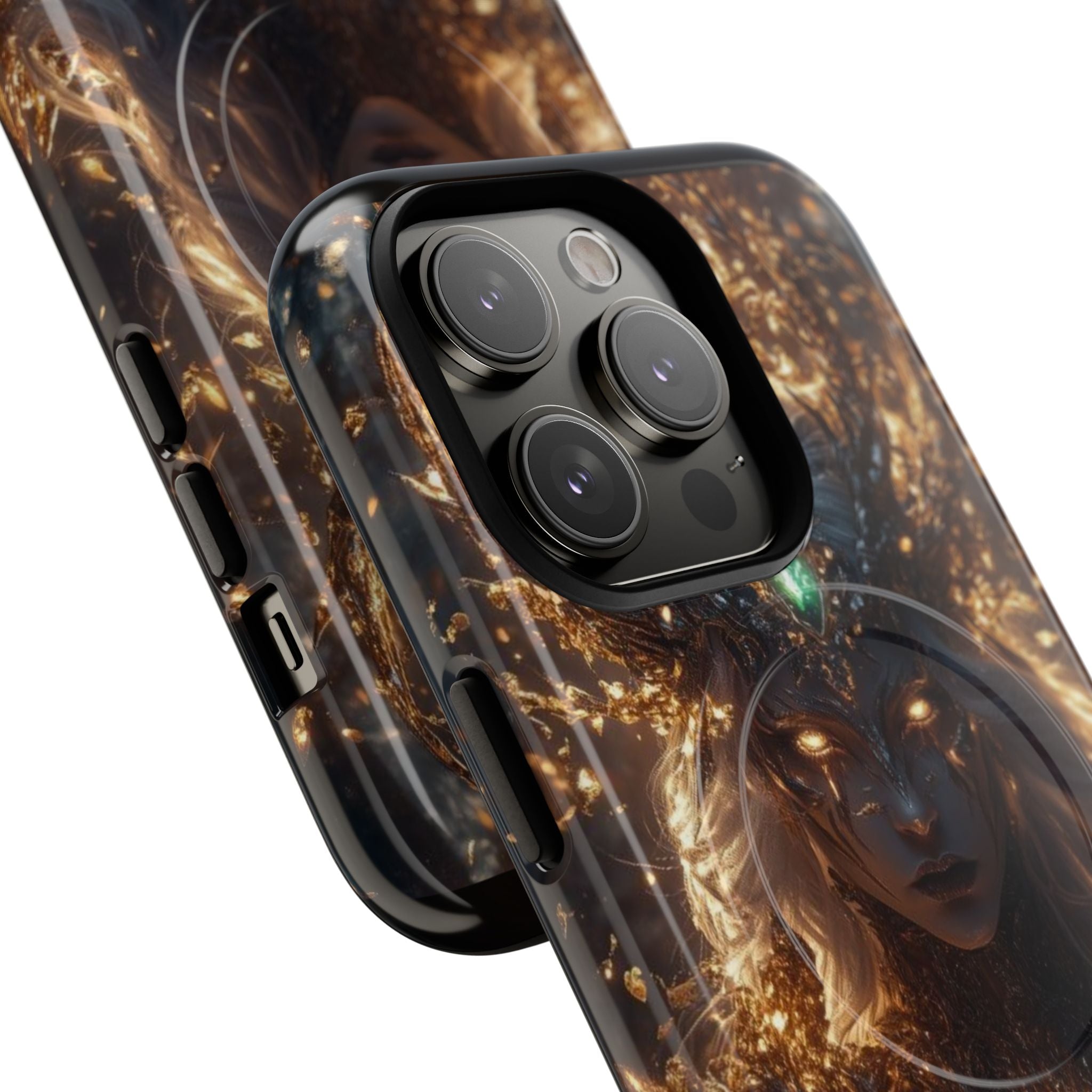 Mystic Goddess Tough Magnetic Phone Case — Fantasy Armor & Glowing Eyes