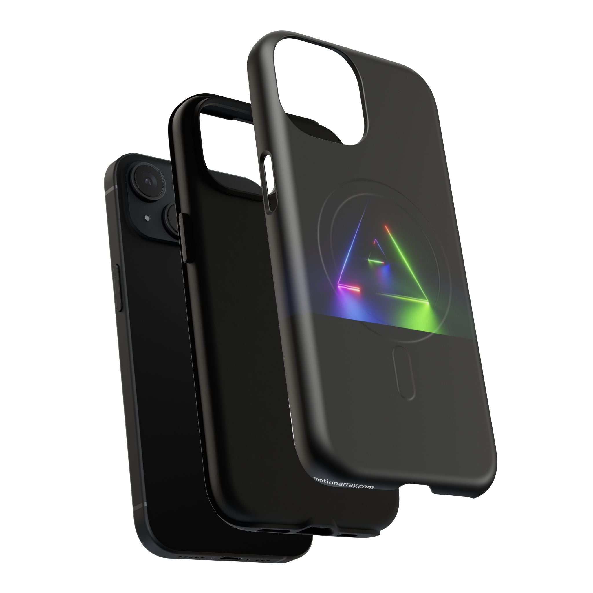 Magnetic Phone Case — Neon Prism Triangle Protective Cover