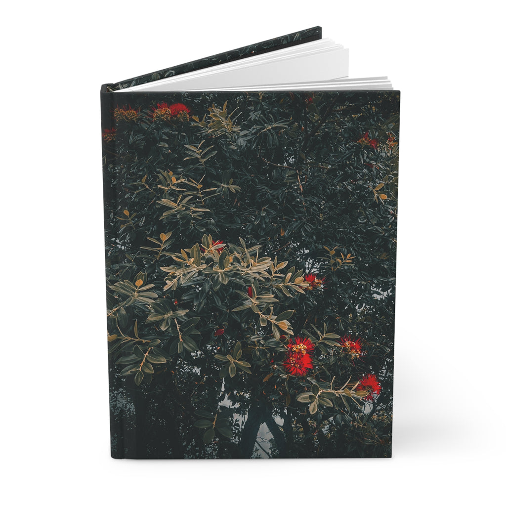 Dark Botanical Hardcover Journal — Moody Pohutukawa Notebook for Writing & Reflection