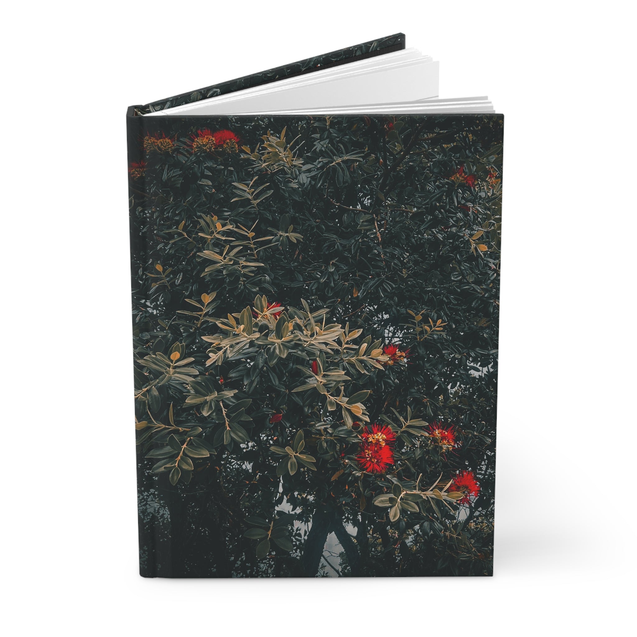 Dark Botanical Hardcover Journal — Moody Pohutukawa Notebook for Writing & Reflection