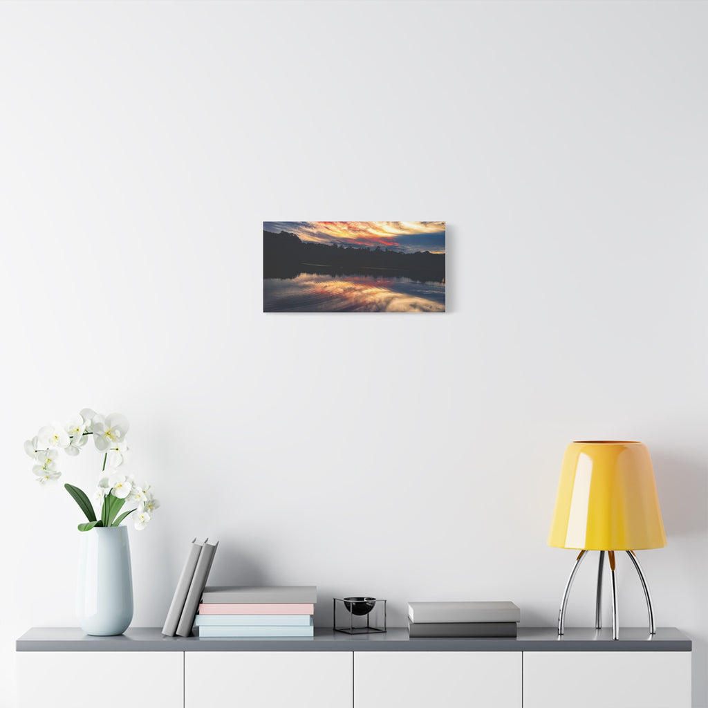 Sunset Lake Reflection Matte Canvas Wall Art — Stretched 1.25"