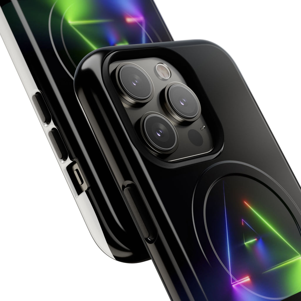 Magnetic Phone Case — Neon Prism Triangle Protective Cover