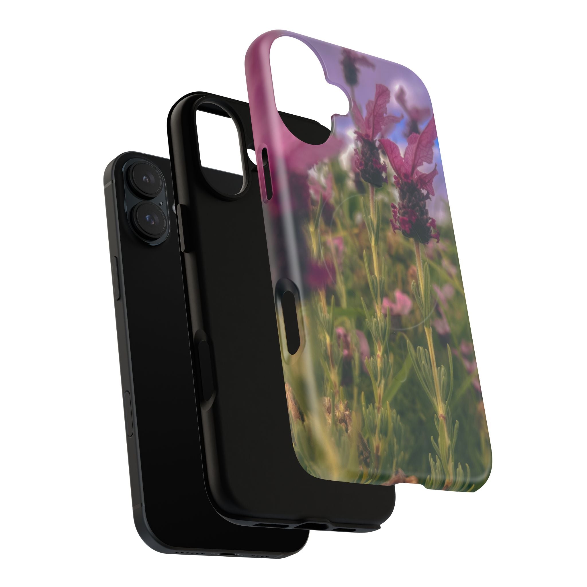 Floral Meadow Tough Magnetic Phone Case — Lavender Wildflower Protective Cover