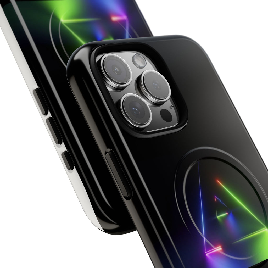 Magnetic Phone Case — Neon Prism Triangle Protective Cover