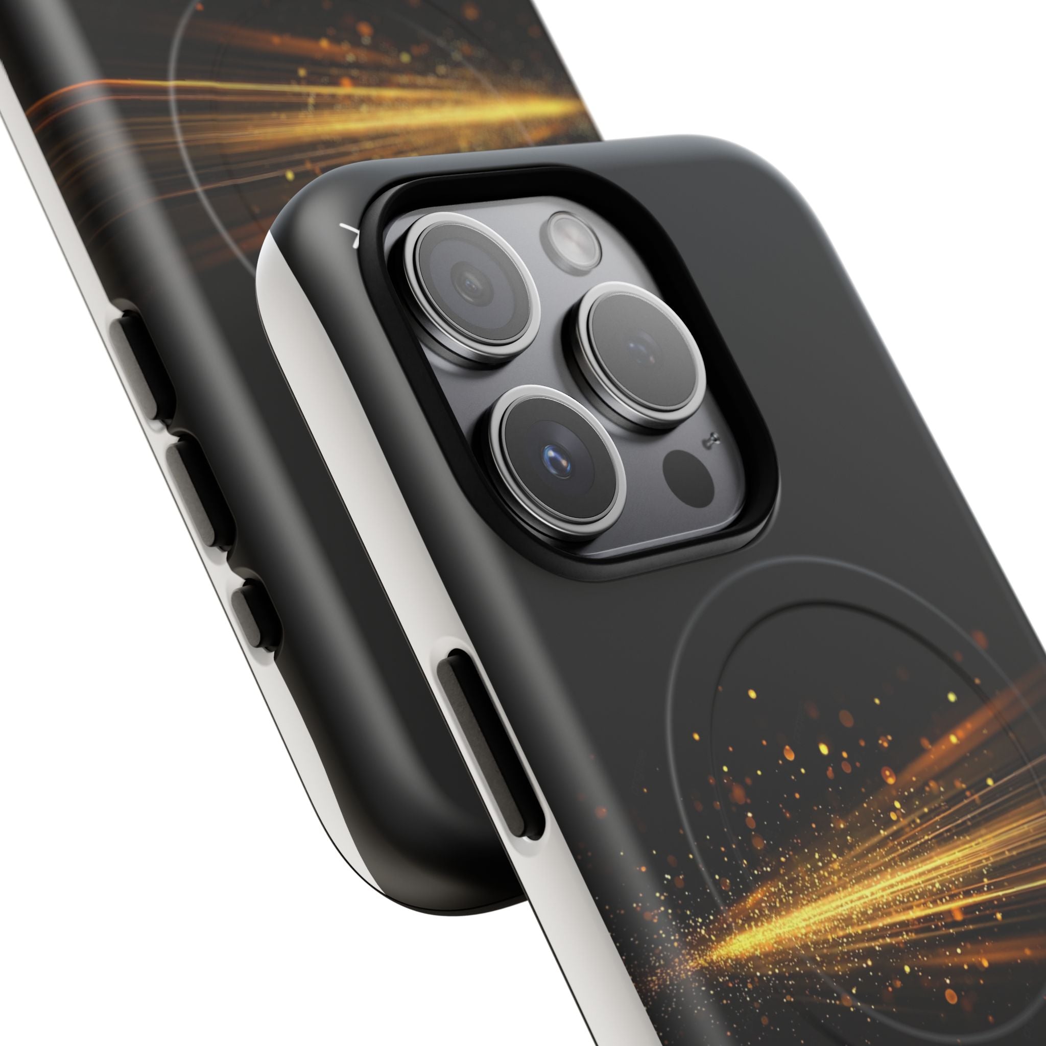 Magnetic Tough Phone Case — Black with Gold Light Trail