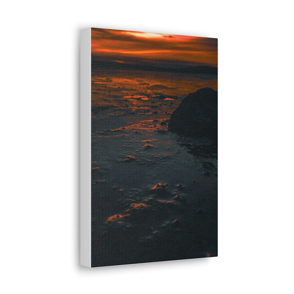 Sunset Shore Canvas Wall Art — Moody Coastal Landscape Print
