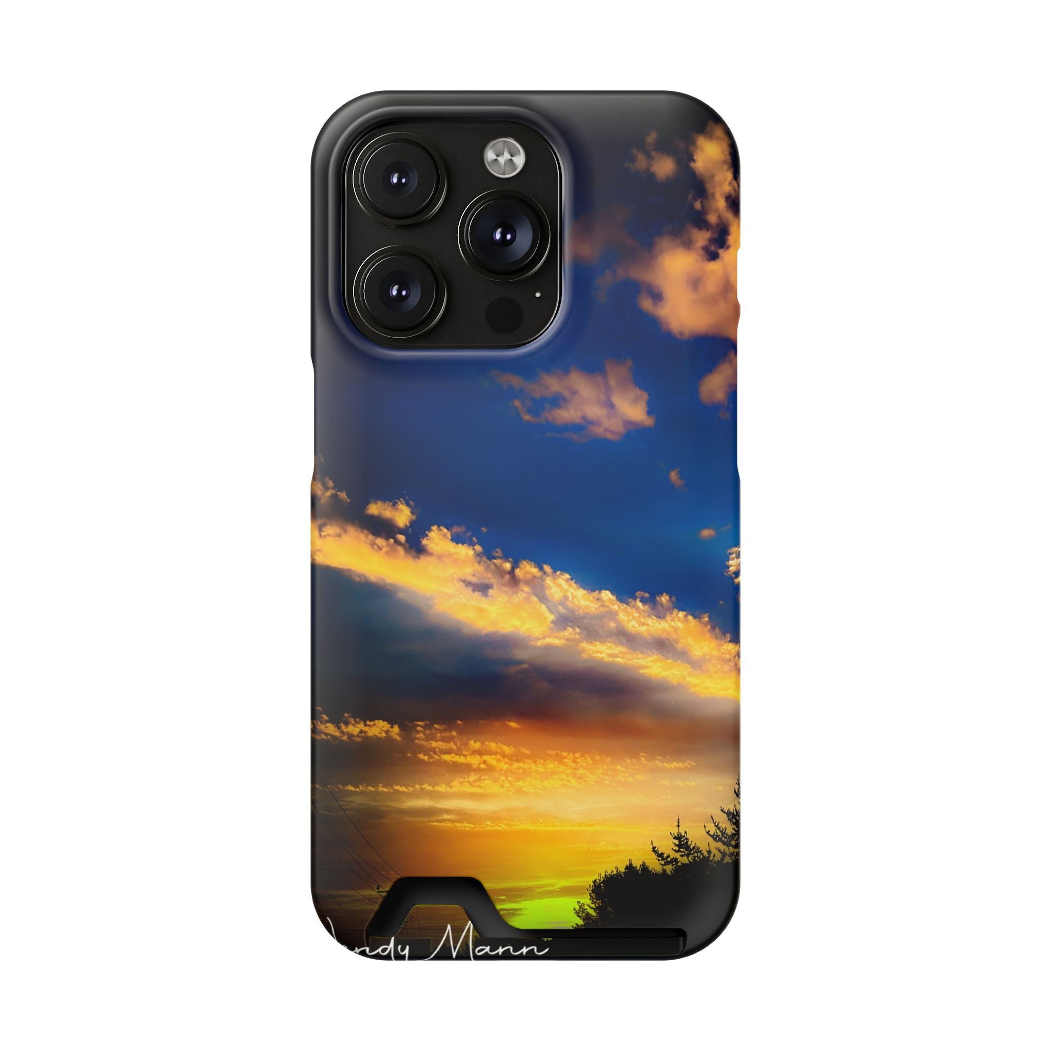 Sunset Sky Phone Case with Card Holder — Scenic Evening Landscape Wallet Case