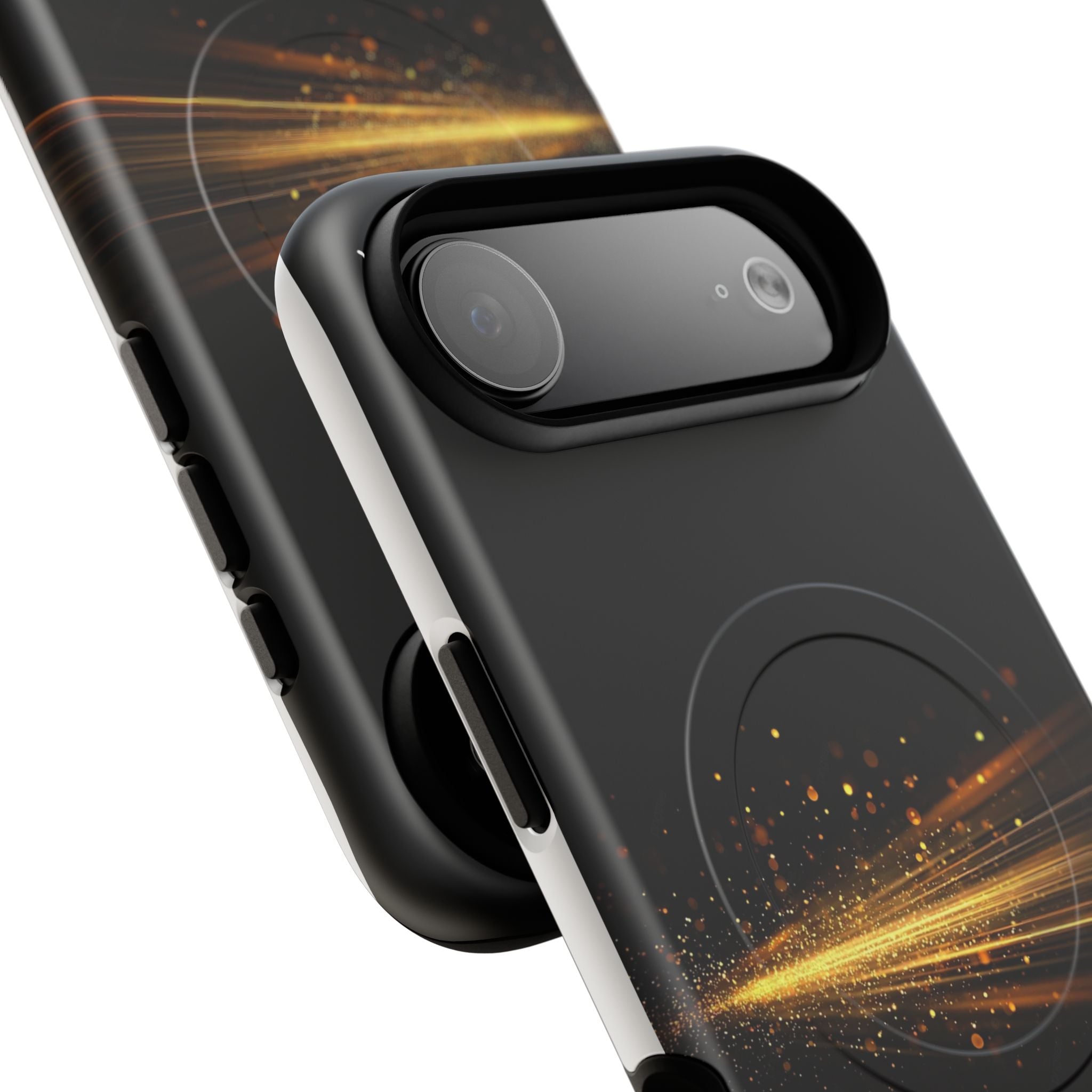 Magnetic Tough Phone Case — Black with Gold Light Trail