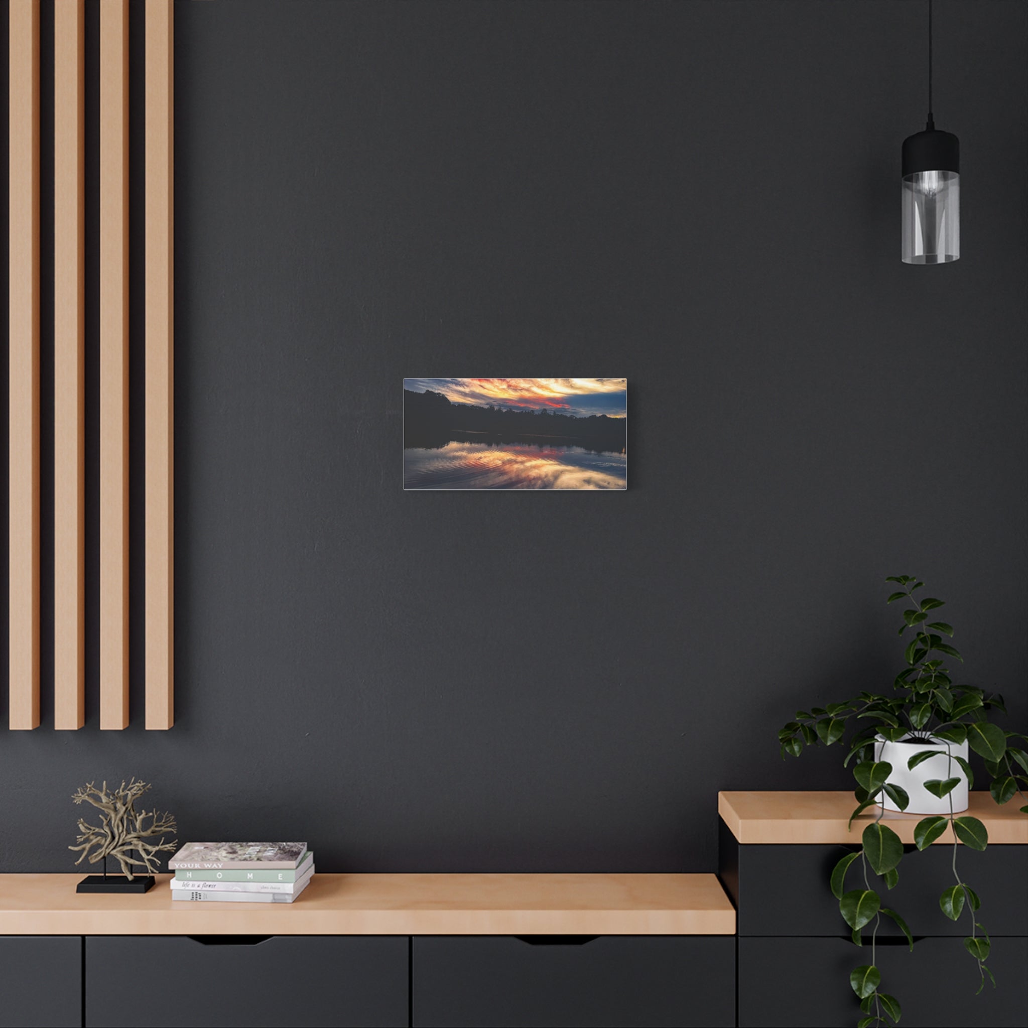 Sunset Lake Reflection Matte Canvas Wall Art — Stretched 1.25"