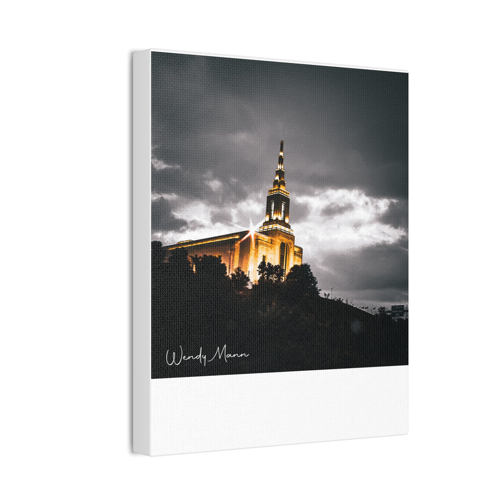 Illuminated Temple Nightscape Canvas