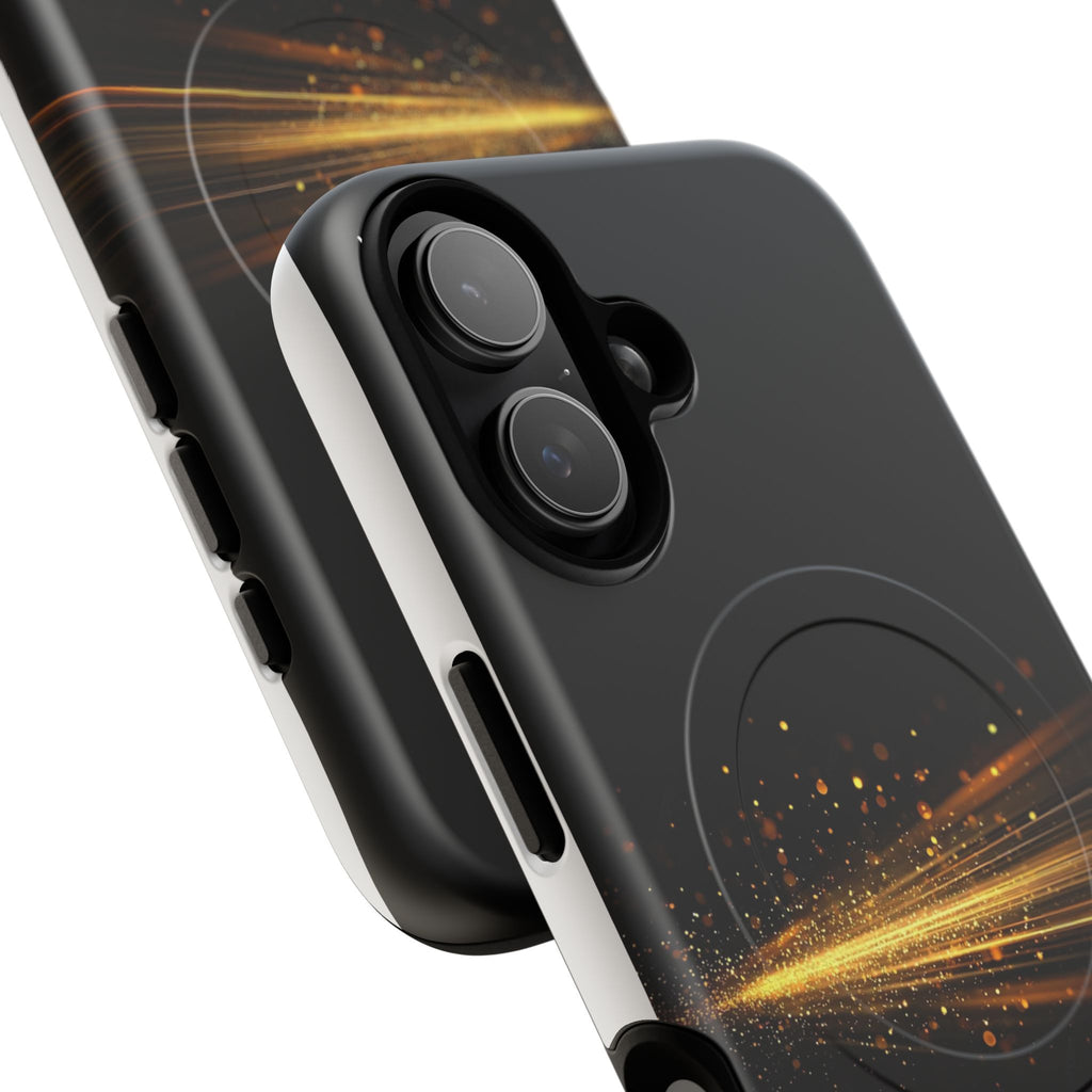 Magnetic Tough Phone Case — Black with Gold Light Trail