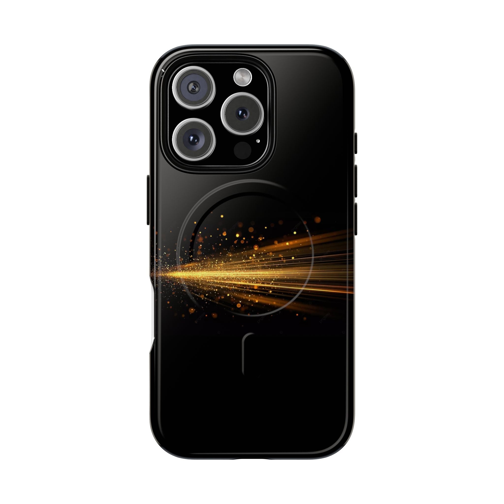 Magnetic Tough Phone Case — Black with Gold Light Trail