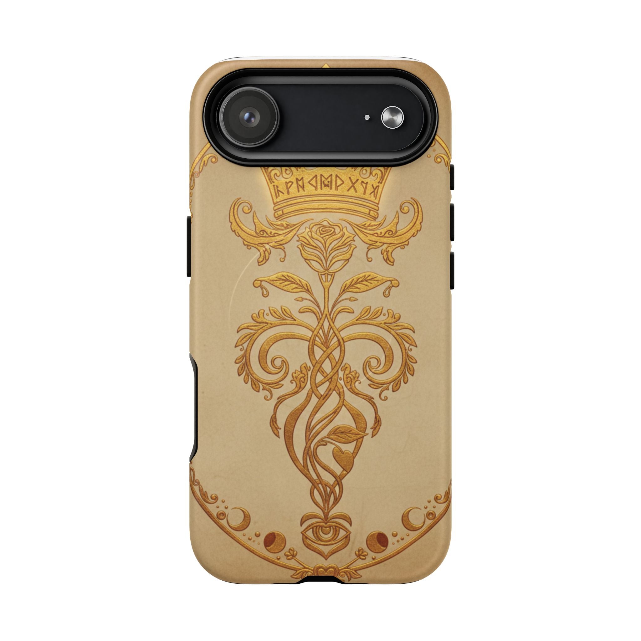 Gold Floral Crest Tough Phone Case — Protective Magnetic iPhone Cover