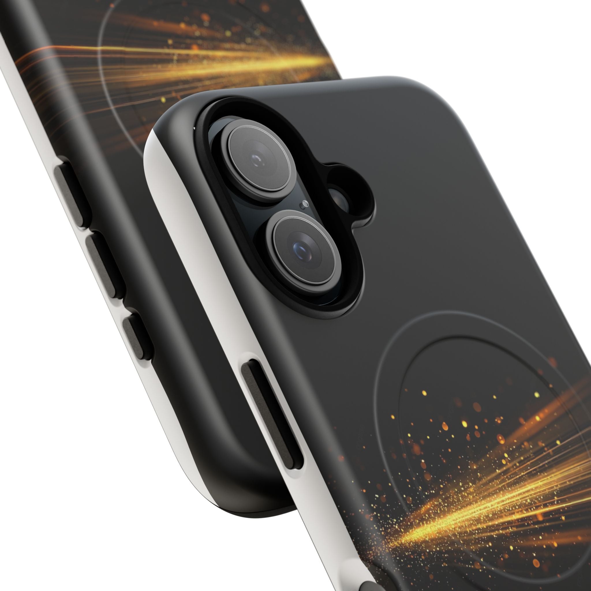 Magnetic Tough Phone Case — Black with Gold Light Trail