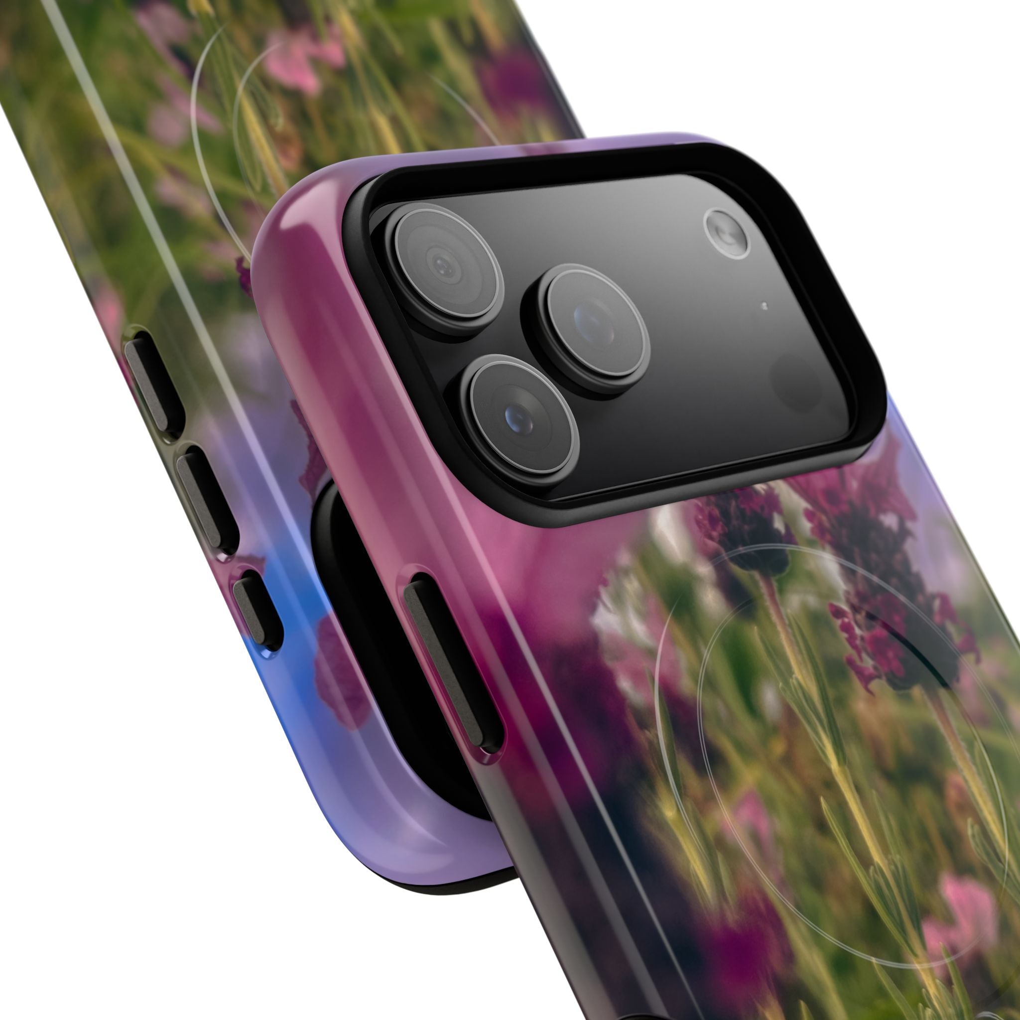 Floral Meadow Tough Magnetic Phone Case — Lavender Wildflower Protective Cover