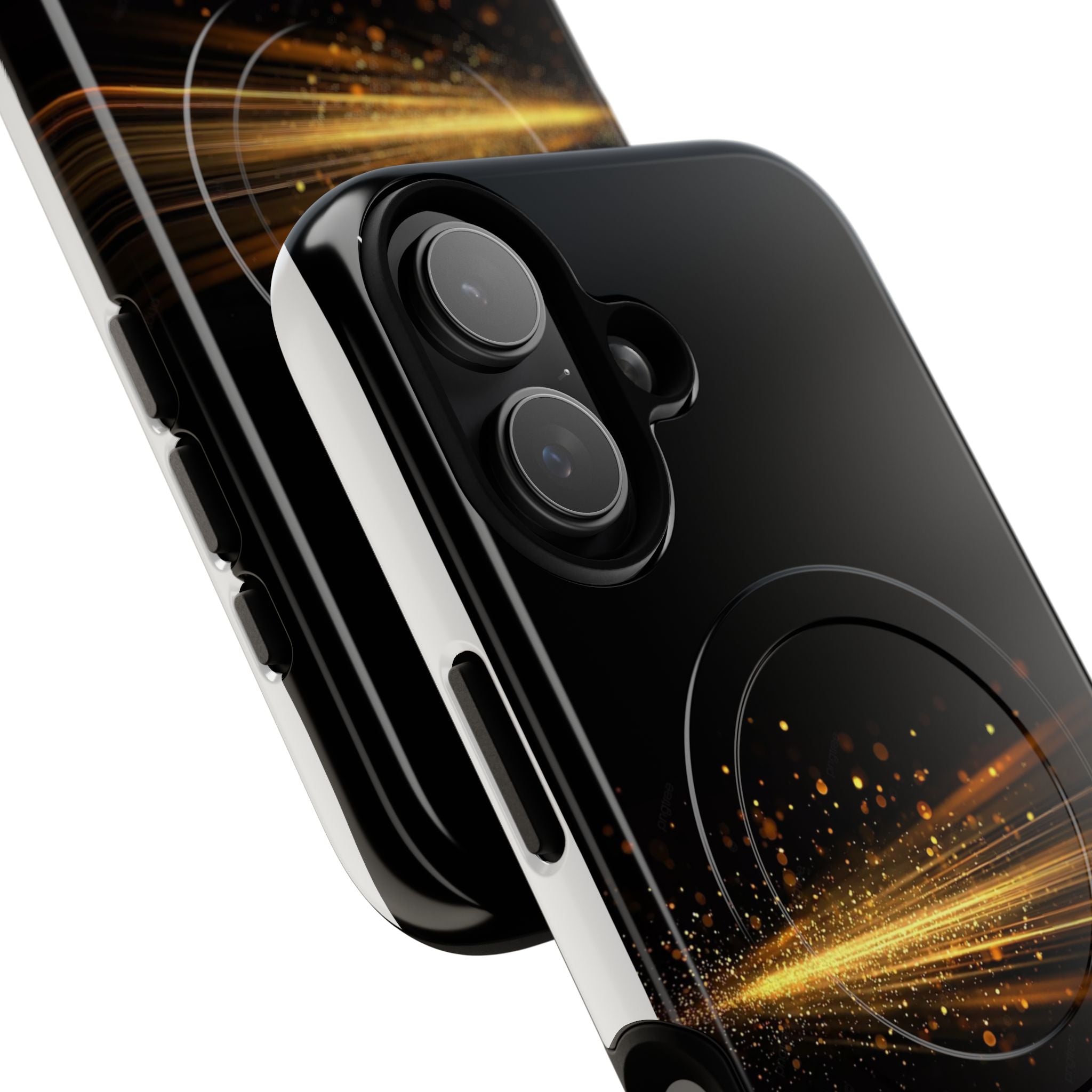 Magnetic Tough Phone Case — Black with Gold Light Trail
