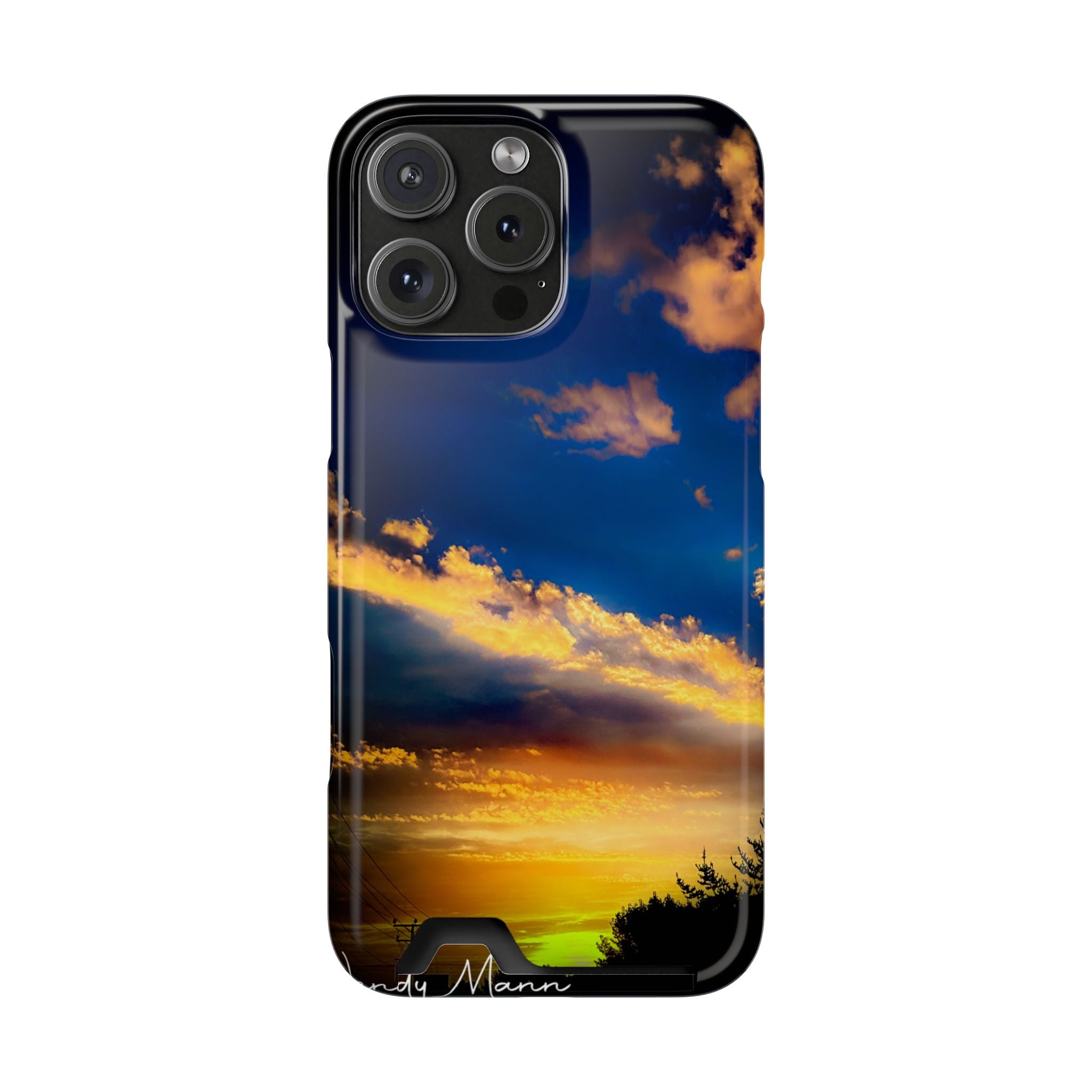 Sunset Sky Phone Case with Card Holder — Scenic Evening Landscape Wallet Case