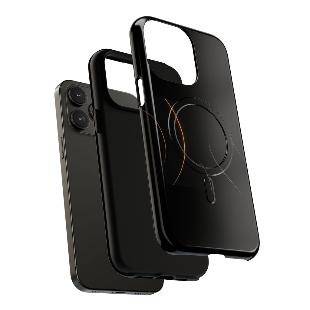 Magnetic Tough Phone Case — Black Minimalist Rings, Shockproof Magnetic Grip