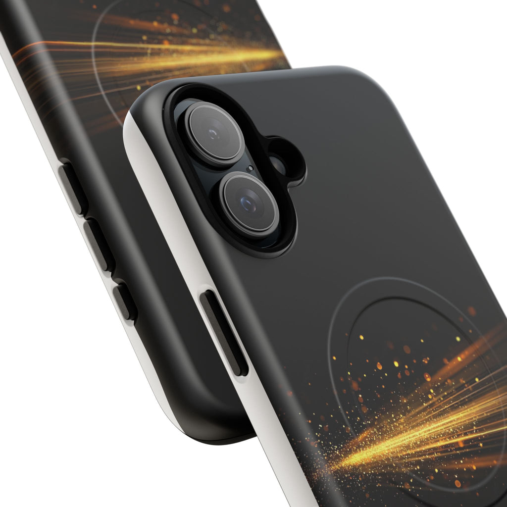 Magnetic Tough Phone Case — Black with Gold Light Trail