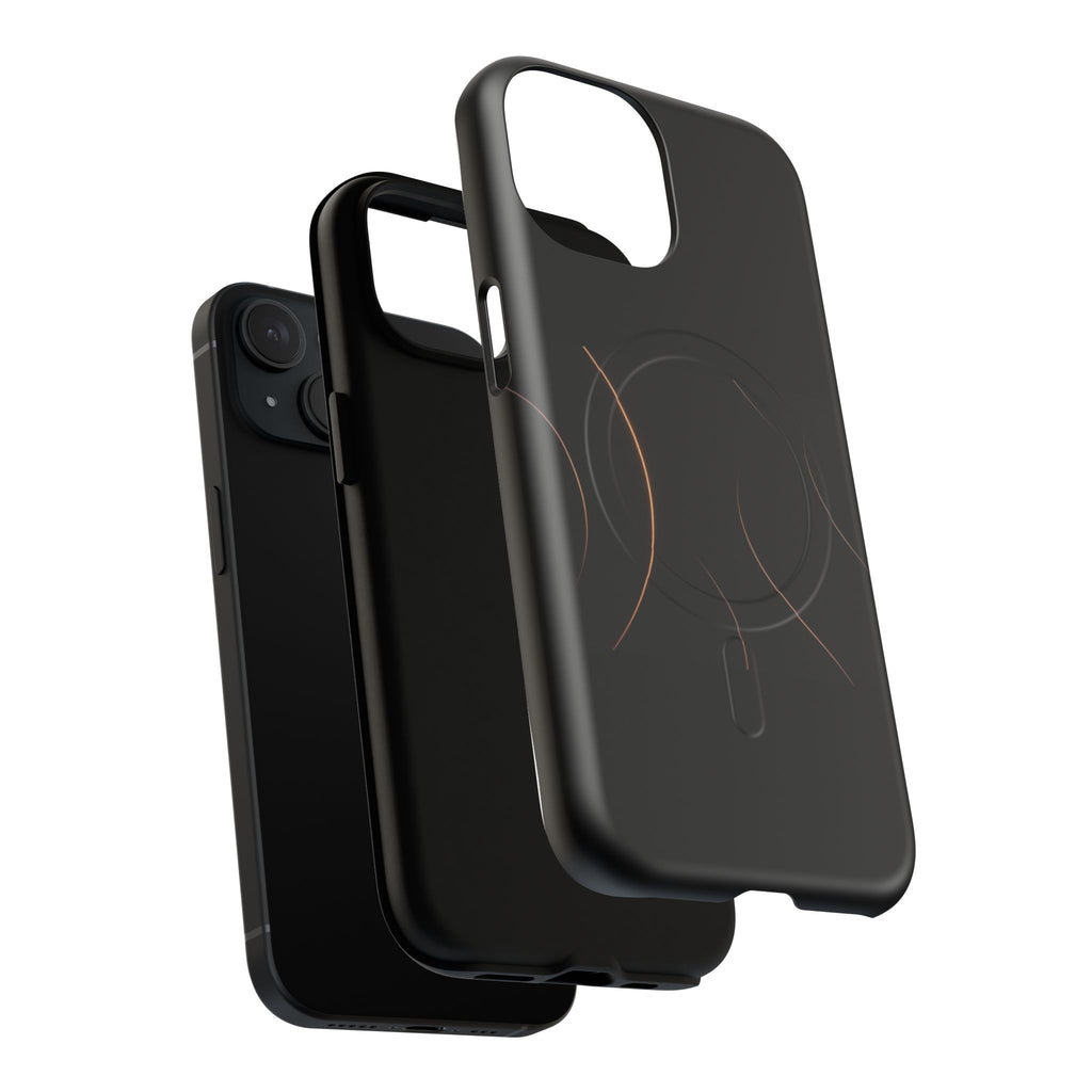 Magnetic Tough Phone Case — Black Minimalist Rings, Shockproof Magnetic Grip