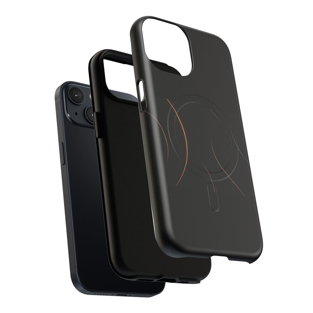 Magnetic Tough Phone Case — Black Minimalist Rings, Shockproof Magnetic Grip