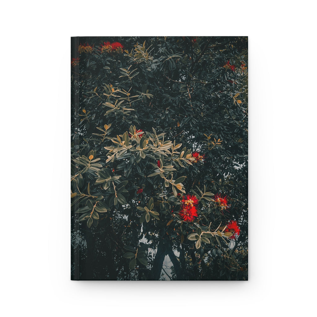Dark Botanical Hardcover Journal — Moody Pohutukawa Notebook for Writing & Reflection
