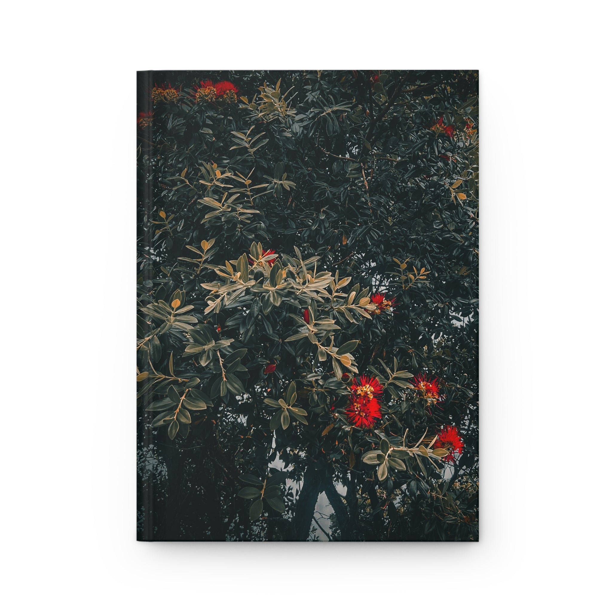 Dark Botanical Hardcover Journal — Moody Pohutukawa Notebook for Writing & Reflection