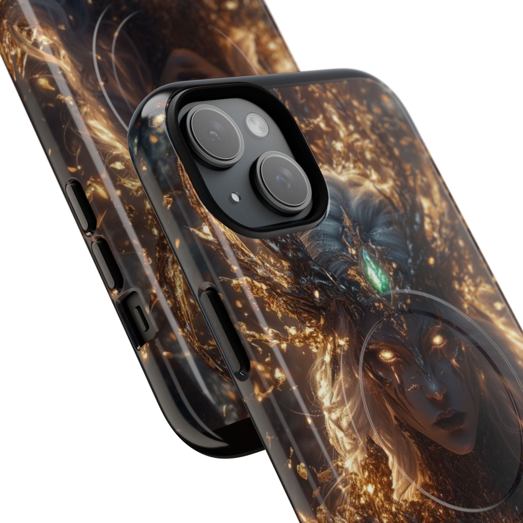 Mystic Goddess Tough Magnetic Phone Case — Fantasy Armor & Glowing Eyes