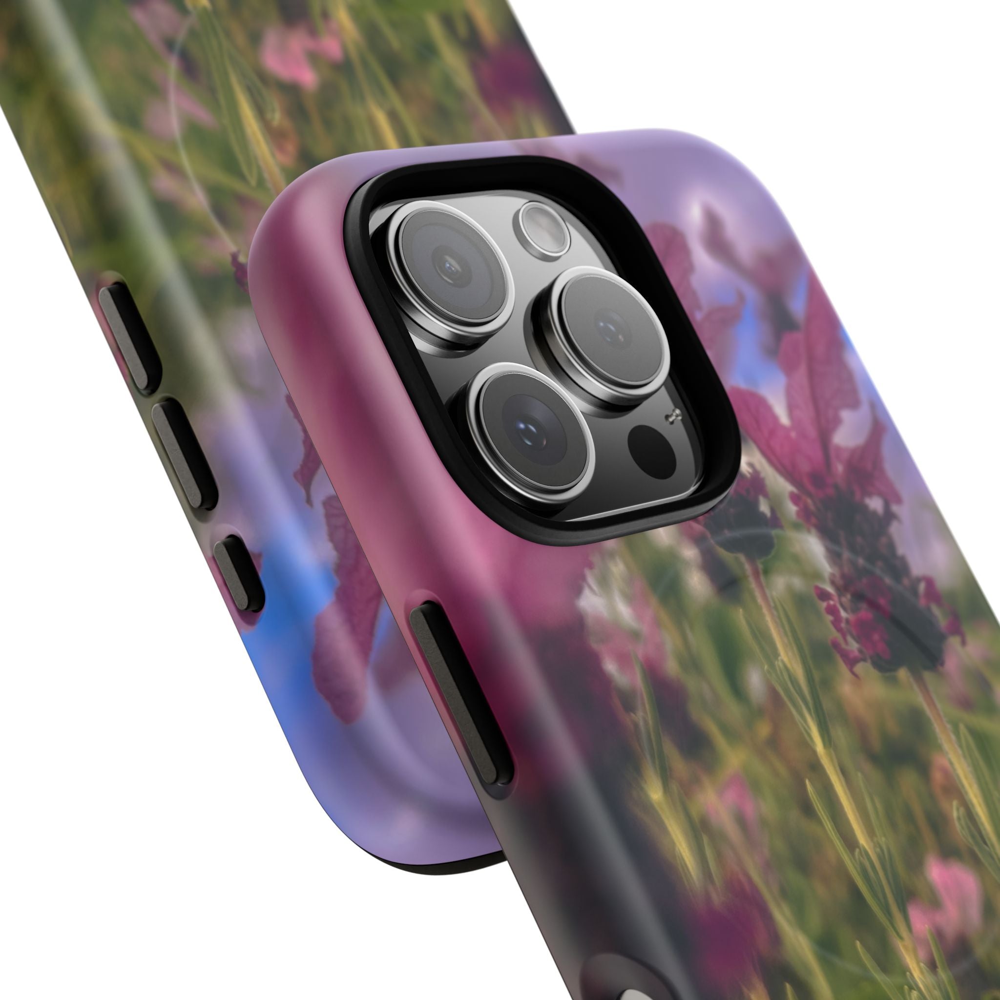 Floral Meadow Tough Magnetic Phone Case — Lavender Wildflower Protective Cover