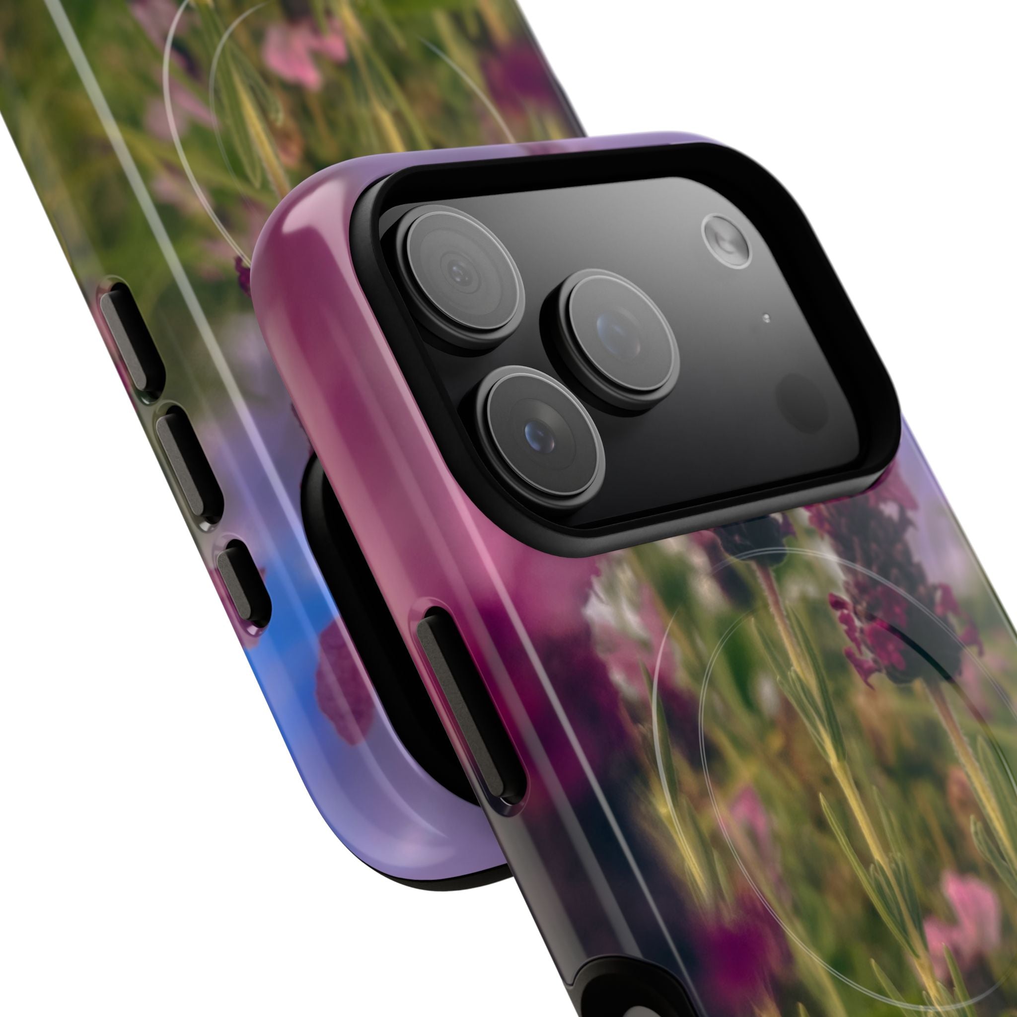 Floral Meadow Tough Magnetic Phone Case — Lavender Wildflower Protective Cover
