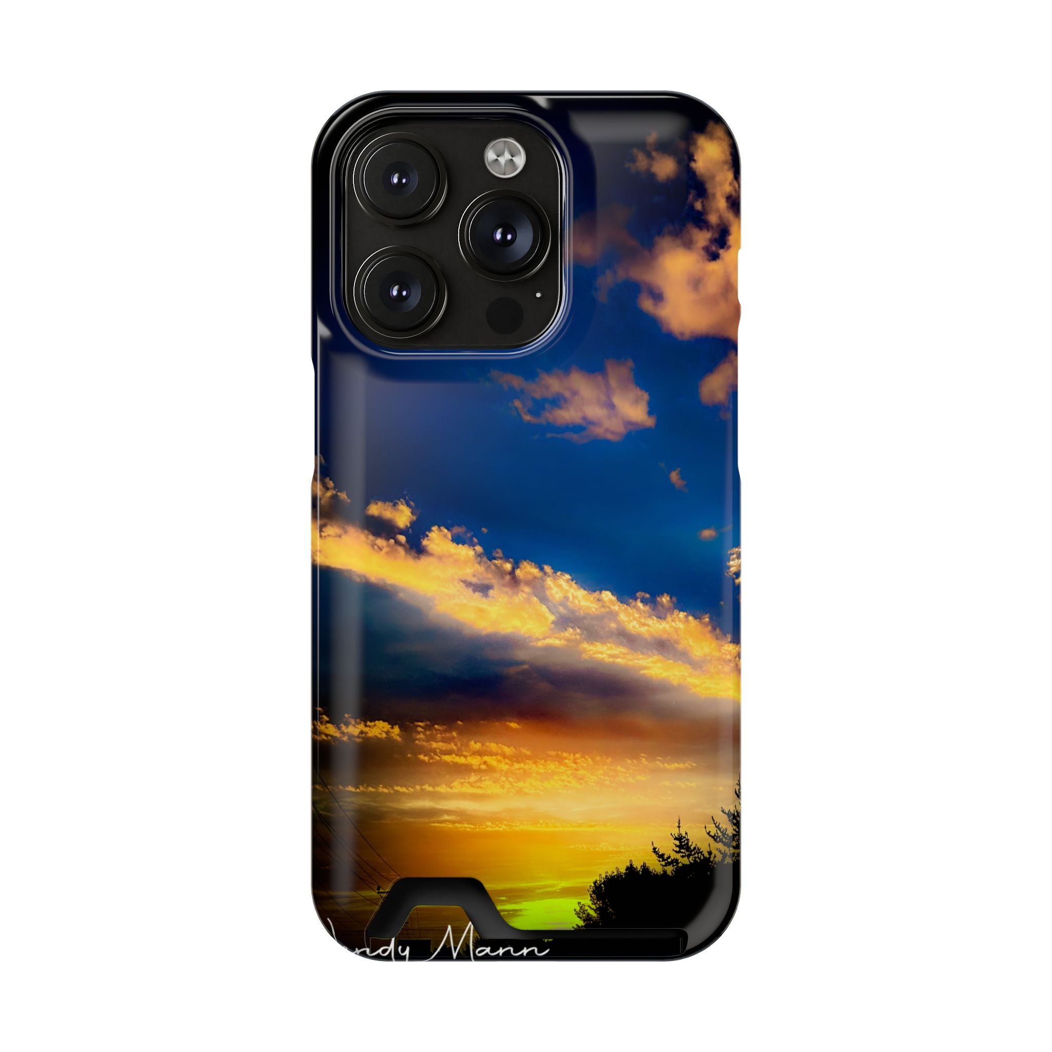 Sunset Sky Phone Case with Card Holder — Scenic Evening Landscape Wallet Case
