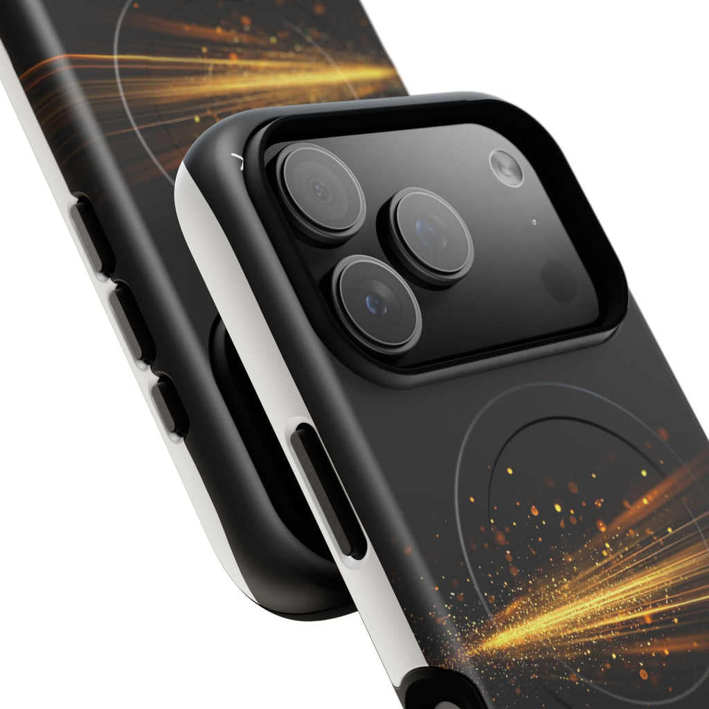 Magnetic Tough Phone Case — Black with Gold Light Trail