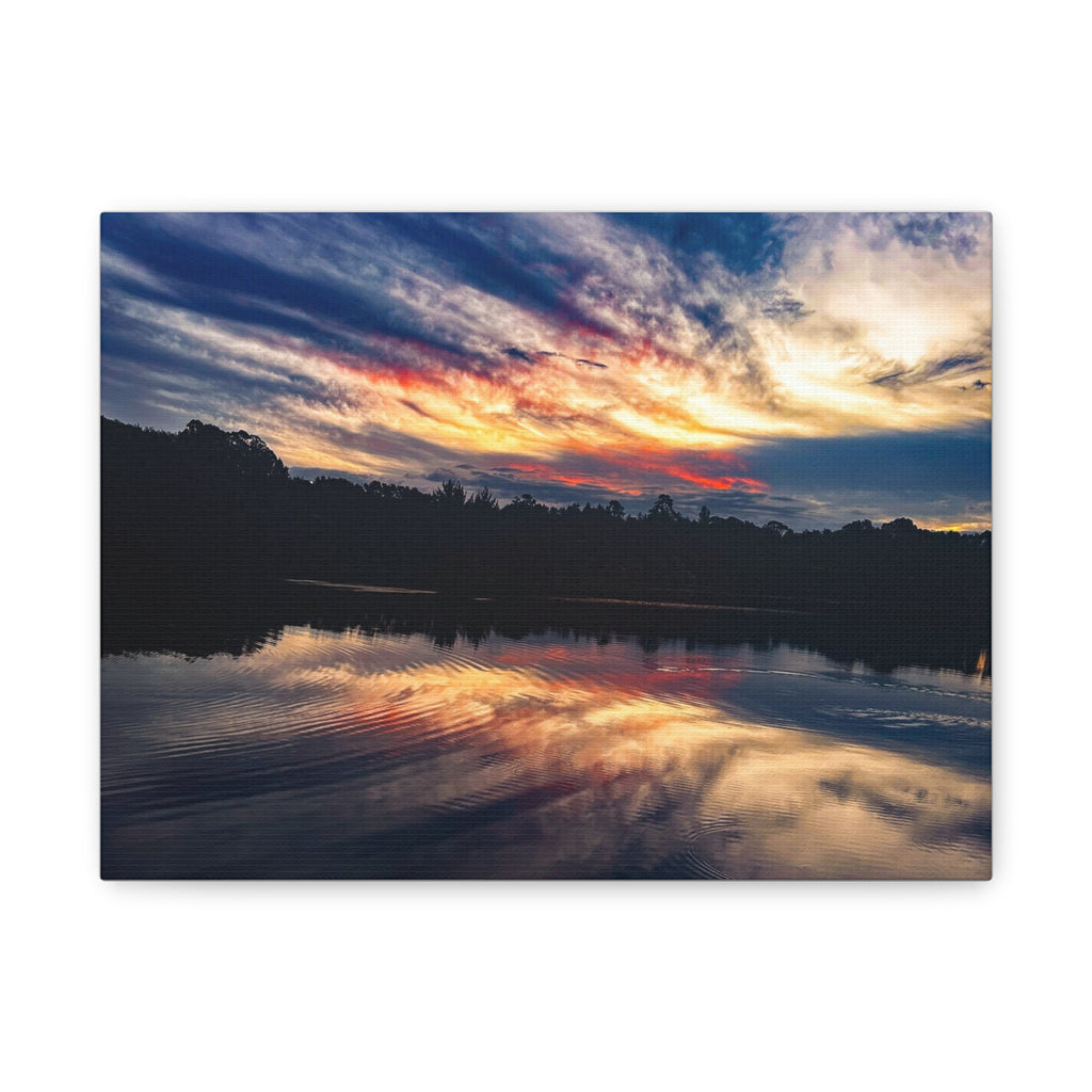 Sunset Lake Reflection Matte Canvas Wall Art — Stretched 1.25"