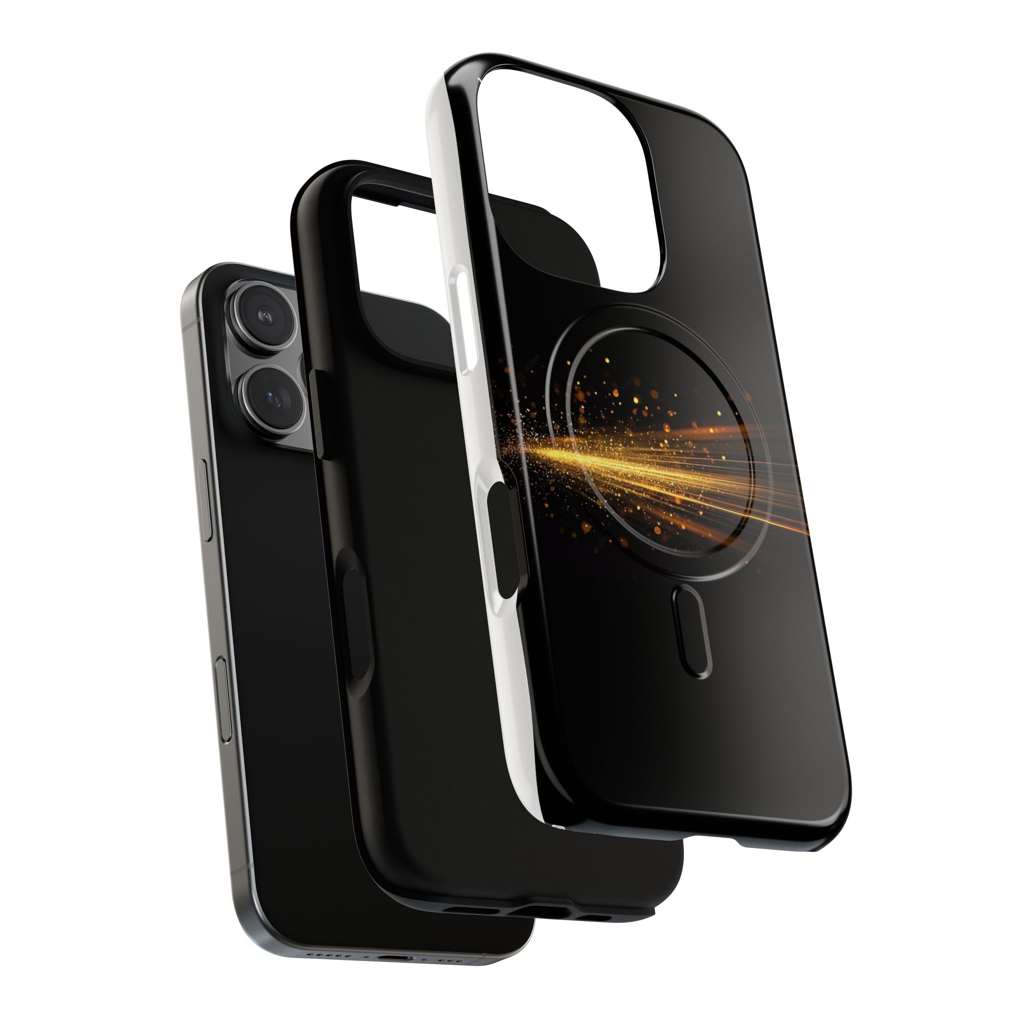 Magnetic Tough Phone Case — Black with Gold Light Trail