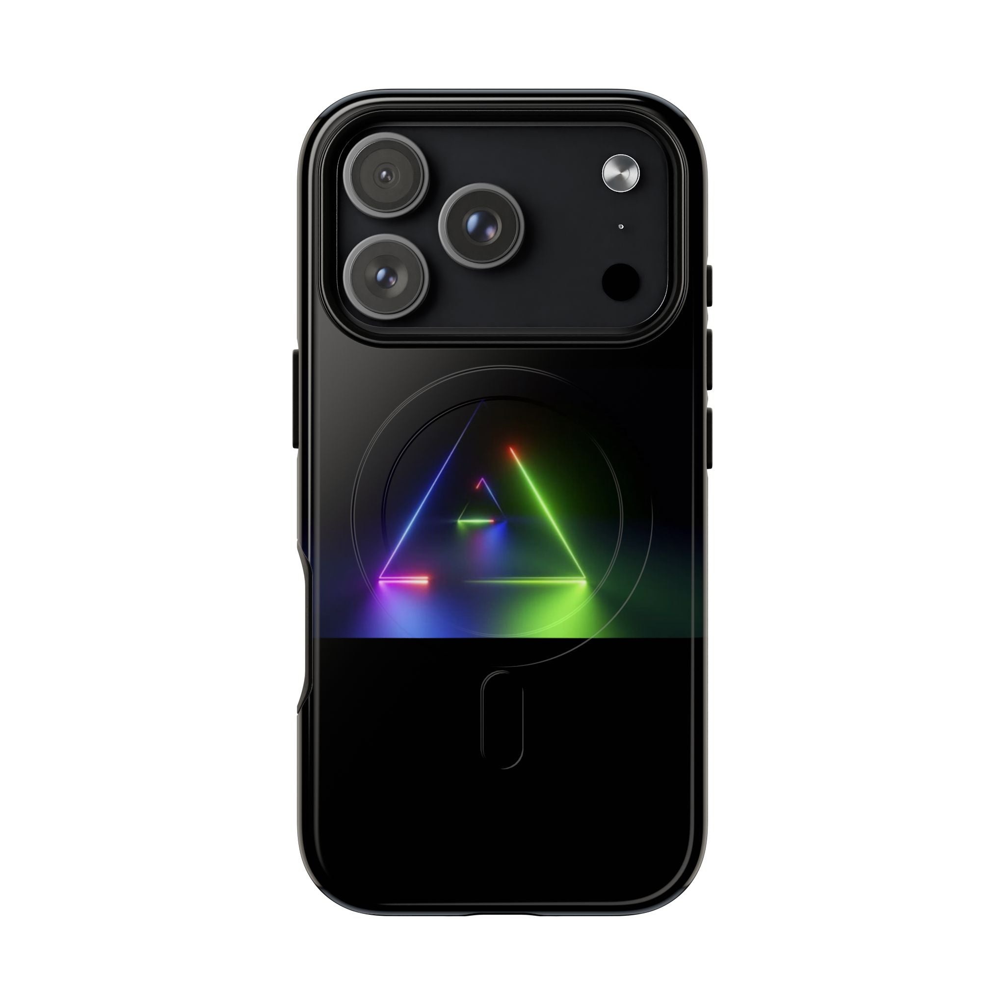 Magnetic Phone Case — Neon Prism Triangle Protective Cover