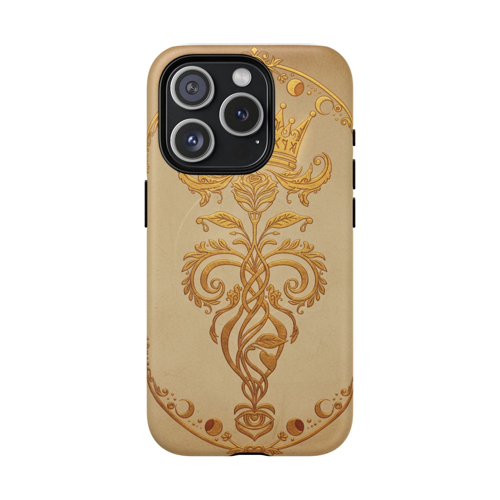 Gold Floral Crest Tough Phone Case — Protective Magnetic iPhone Cover